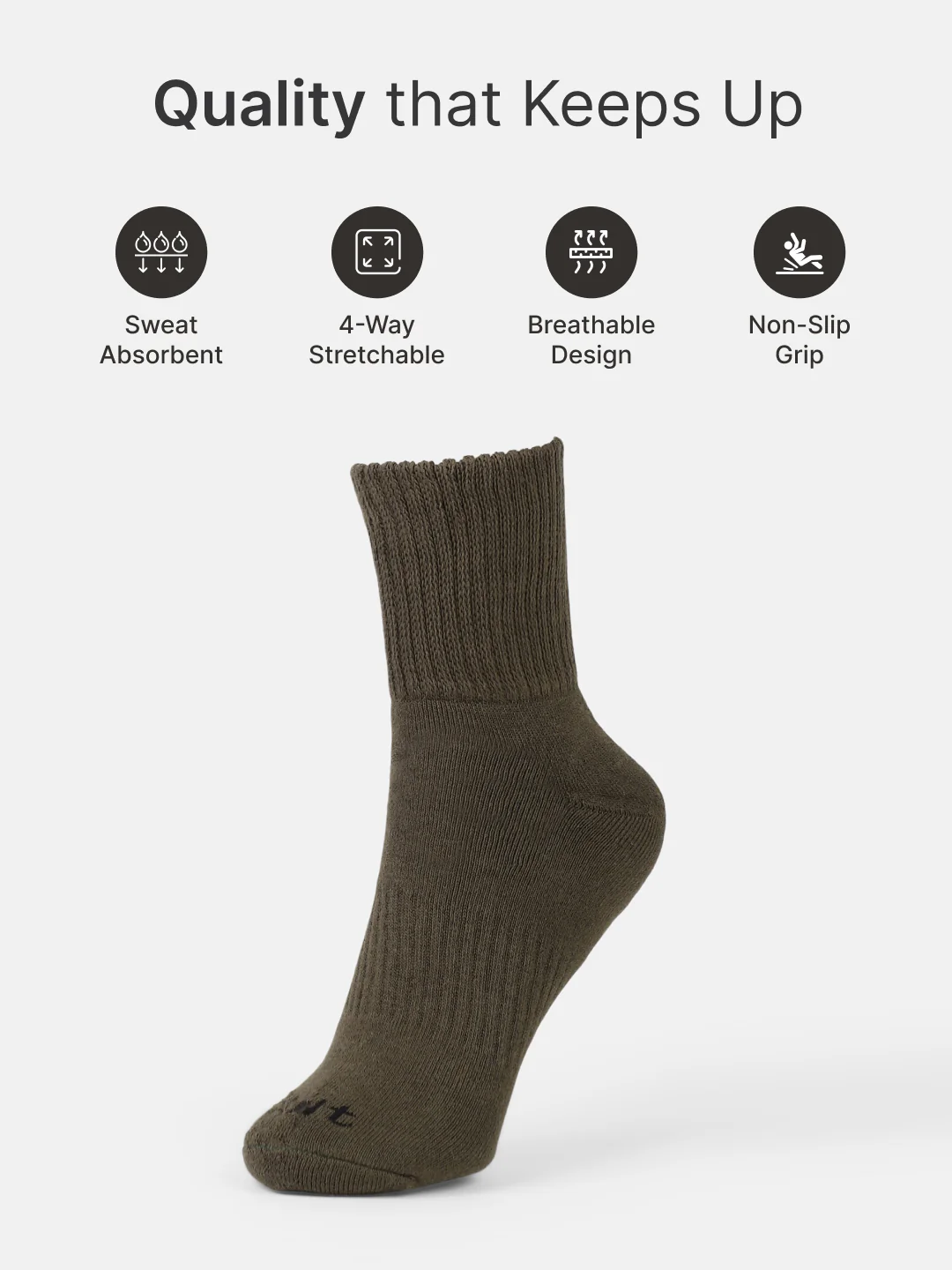 Sports Crew Length Olive,Off White & Rust Pack of 3 Men's Solid Terry Socks - Image 3