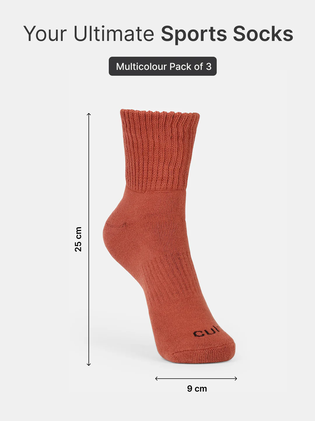 Sports Crew Length Olive,Off White & Rust Pack of 3 Men's Solid Terry Socks - Image 6