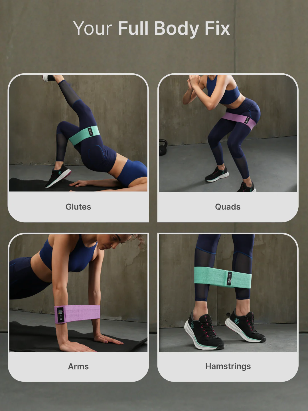 cult HIP Bands Unisex Pack of 3 (Pink,Purple & Green) Max resistance 50 LBS - Image 4