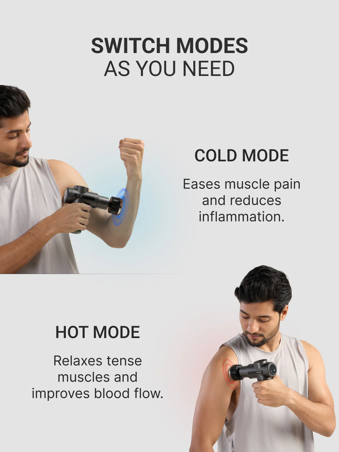 Cult Impact Edge Deep tissue massage gun, Dual Hot and Cold therapy head, 3000mAh battery, 6-speed intensity, Silicone round head, Full body gun massager machine - Image 5