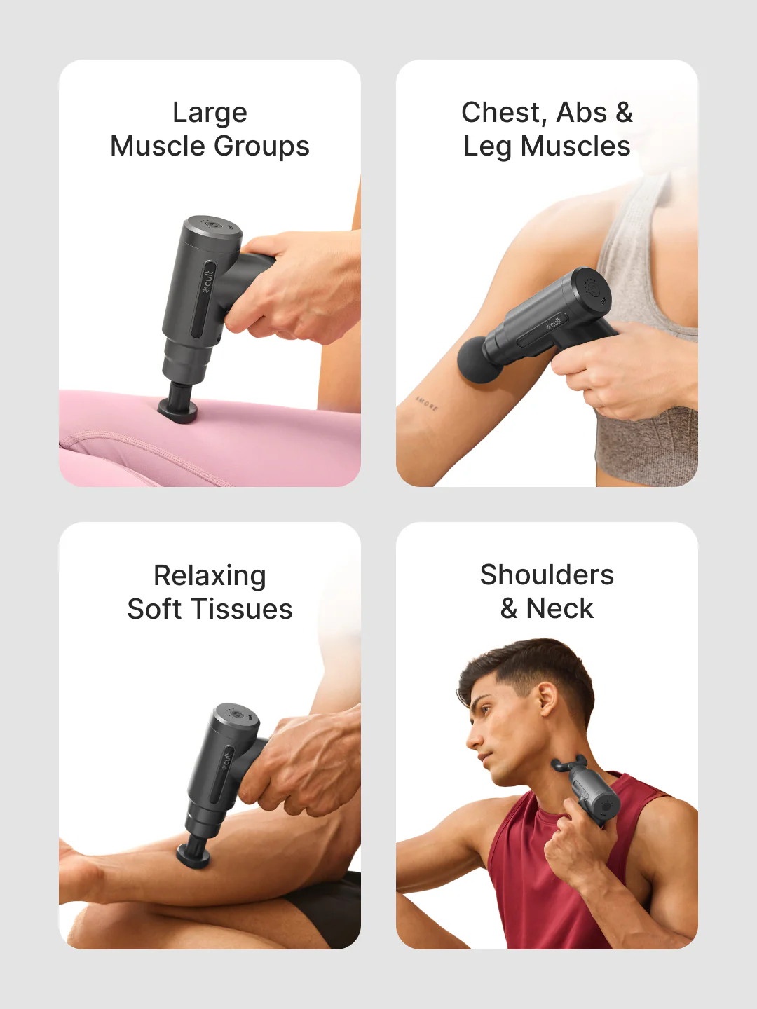 Cult Impact, Full Body Professional Gun Massager, 3000 mAh battery, QuietMotion Tech, Deep Tissue Percussions, 4 Interchangeable heads, 6 Speed levels, Silicone head. - Image 4