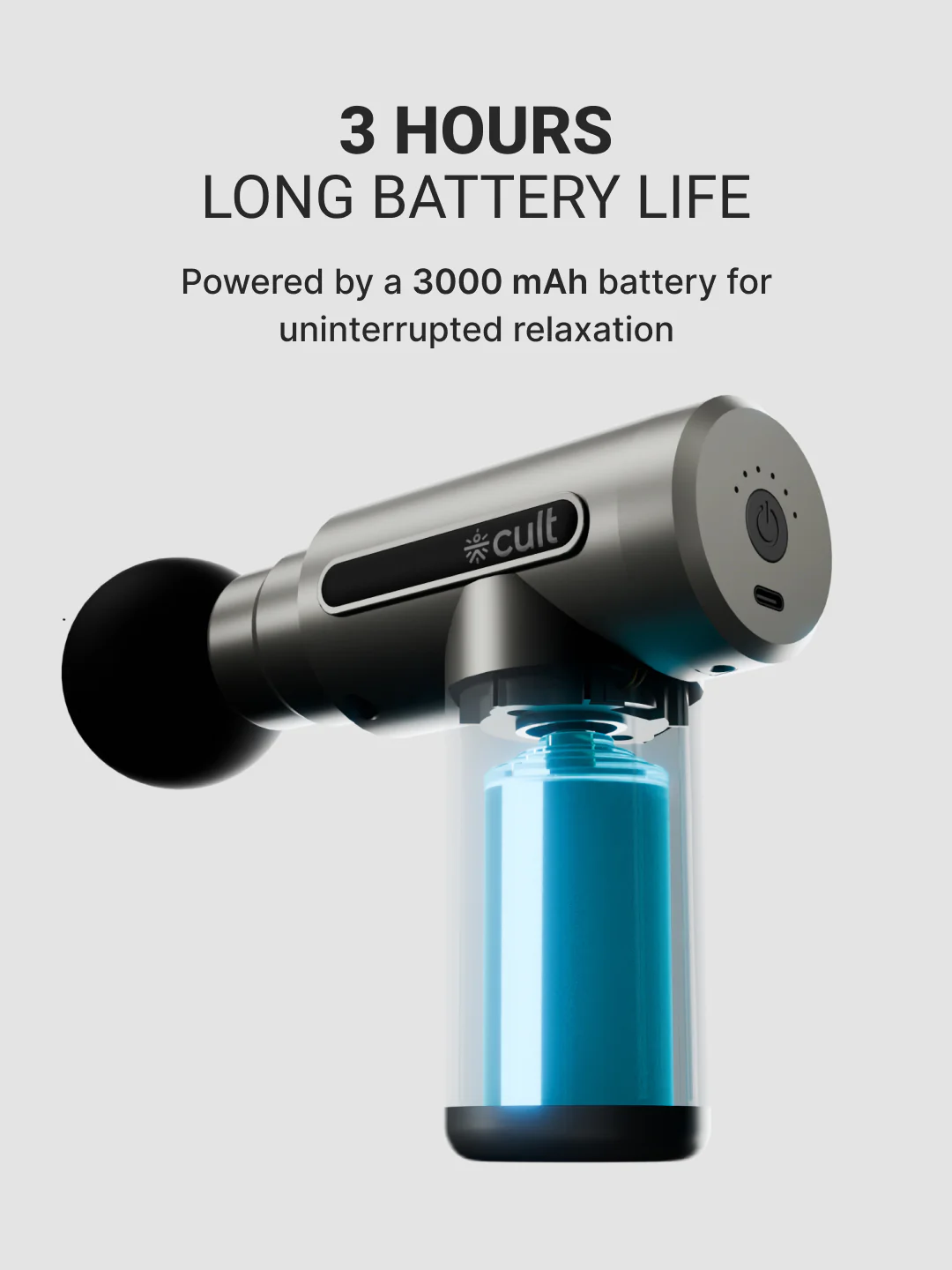 Cult Impact, Full Body Professional Gun Massager, 3000 mAh battery, QuietMotion Tech, Deep Tissue Percussions, 4 Interchangeable heads, 6 Speed levels, Silicone head. - Image 6