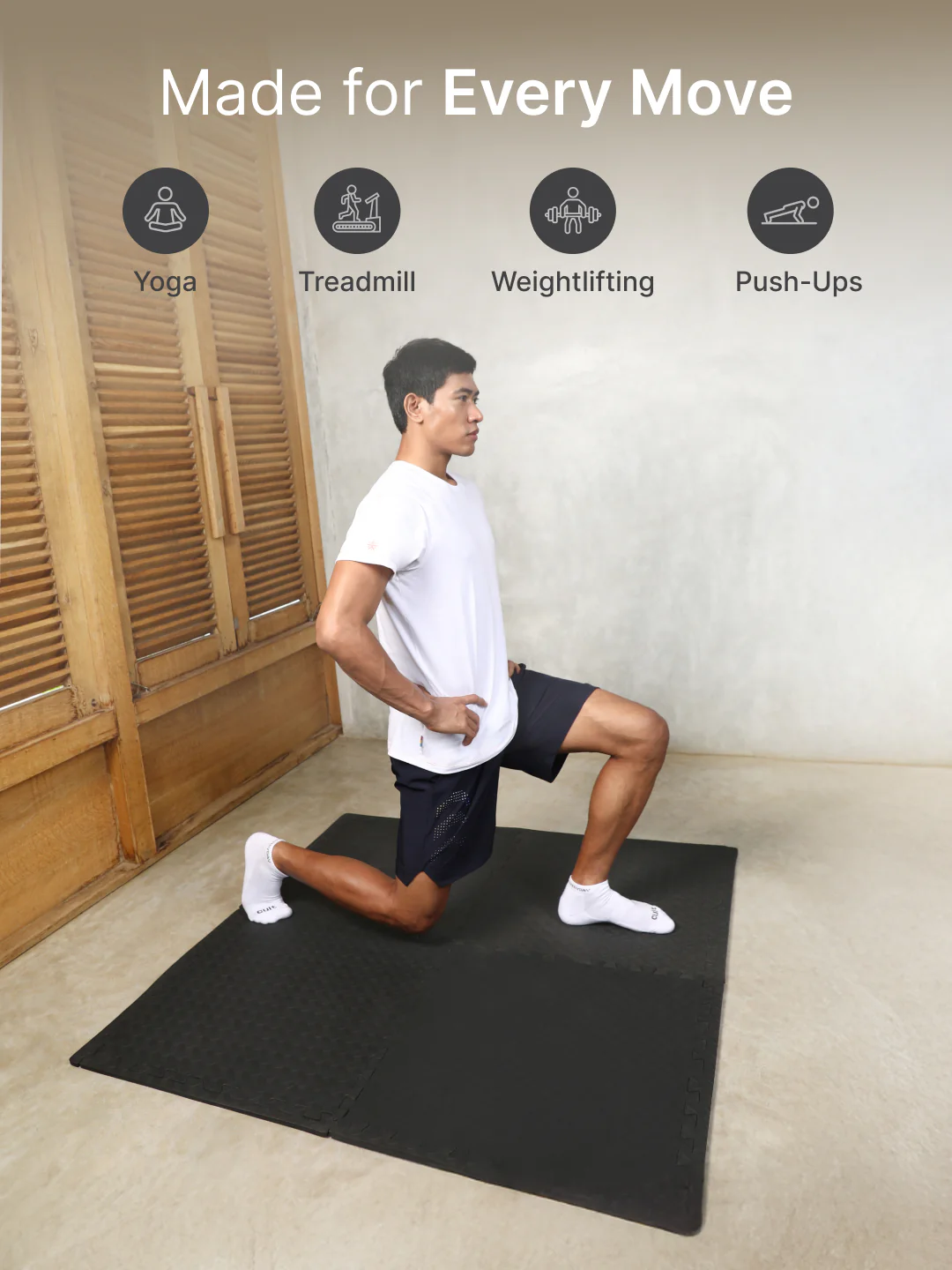cult Interlocking Workout Mat Tiles Shock-Absorbing, Anti-Slip, Protective Gym Flooring for Home & Fitness Equipment  Cushioned, Water-Resistant, Easy to Assemble  Black - Image 6