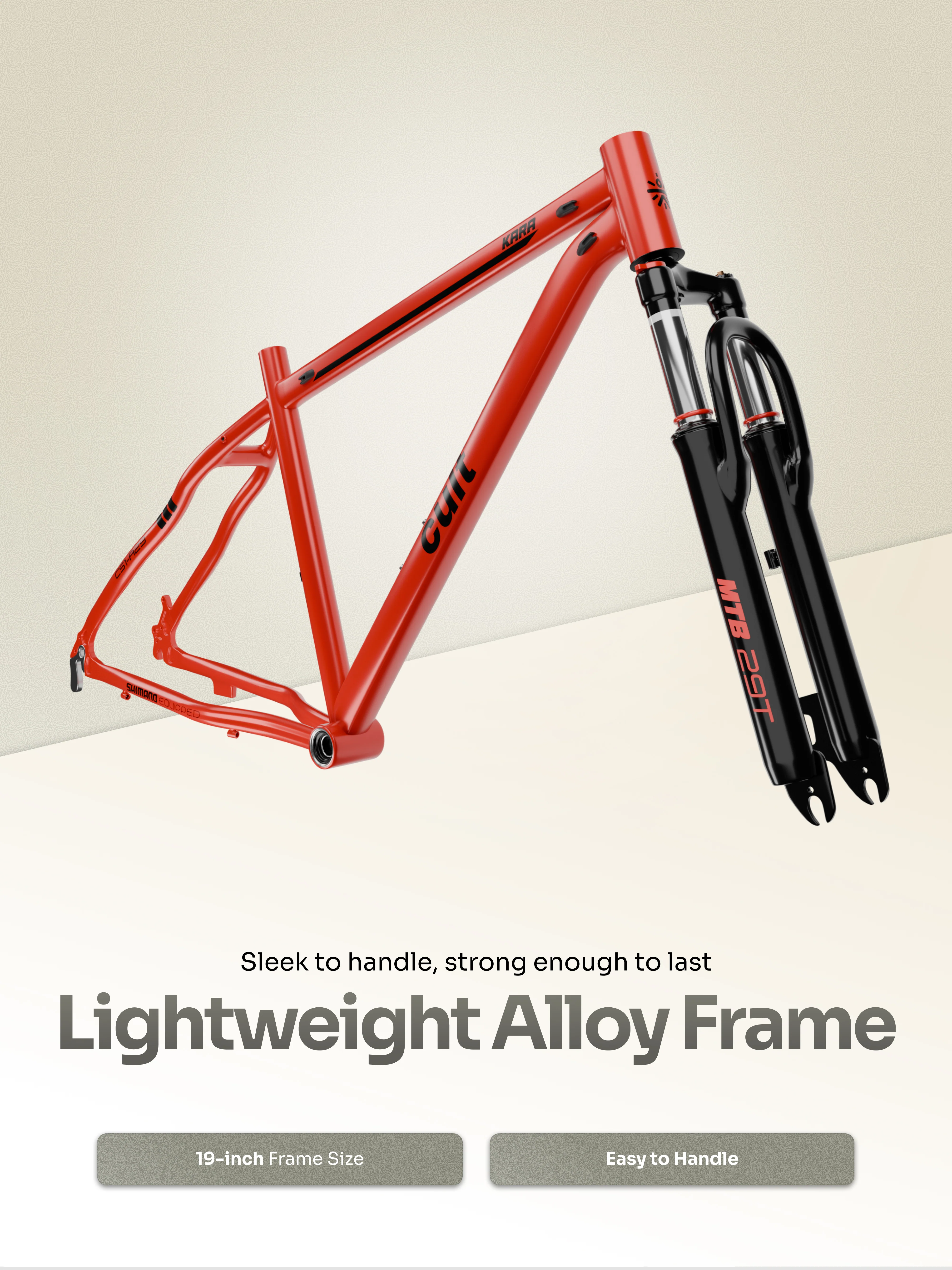 Cult Kara 29T Alloy Mountain Bike with Dual Disc Brake and Front Suspension, Red - Image 7