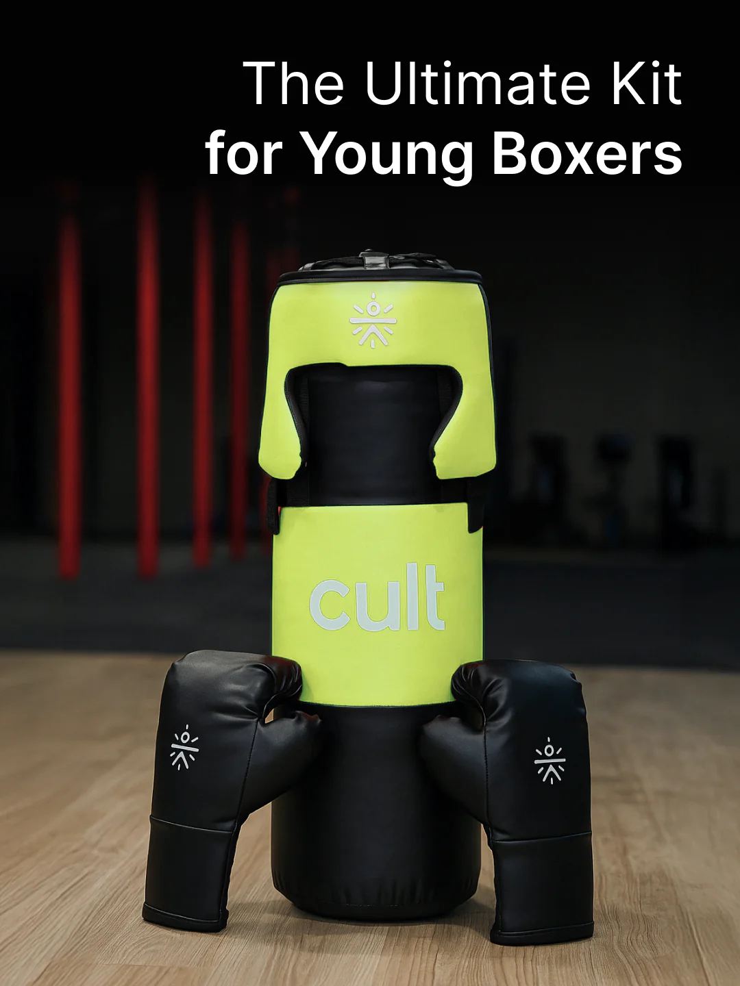 cult Kids Boxing Kit - Punching bag, Boxing Gloves and Head gear Green - Image 2