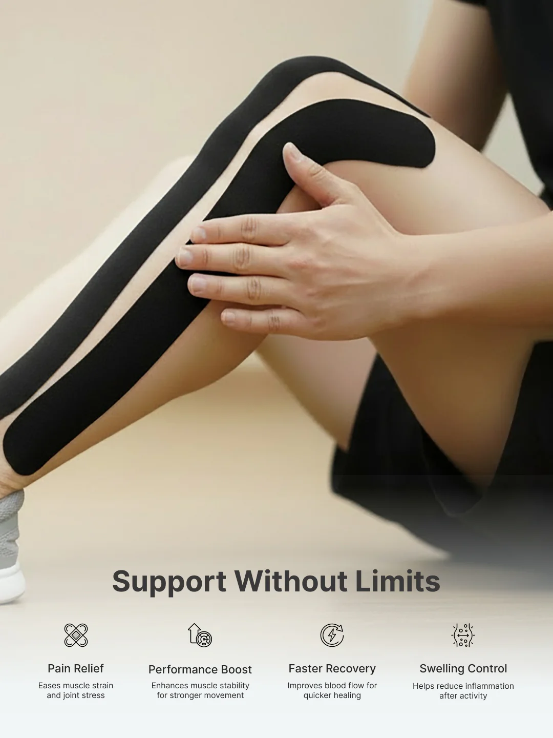 cult Kinesiology Tape Black - Muscle Support & Injury Recovery - Image 5