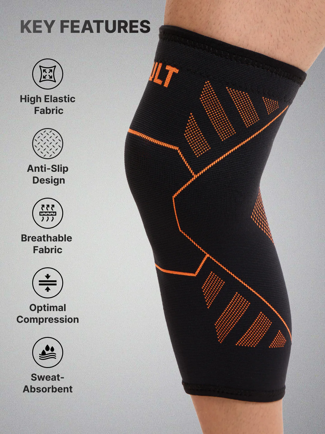 cult Knee Support For Men & Women For Gym, Exercise, Running, Cycling Knee Braces Pair For Sports & Workout Knee Support For Knee Pain Relief Black XL - Image 3