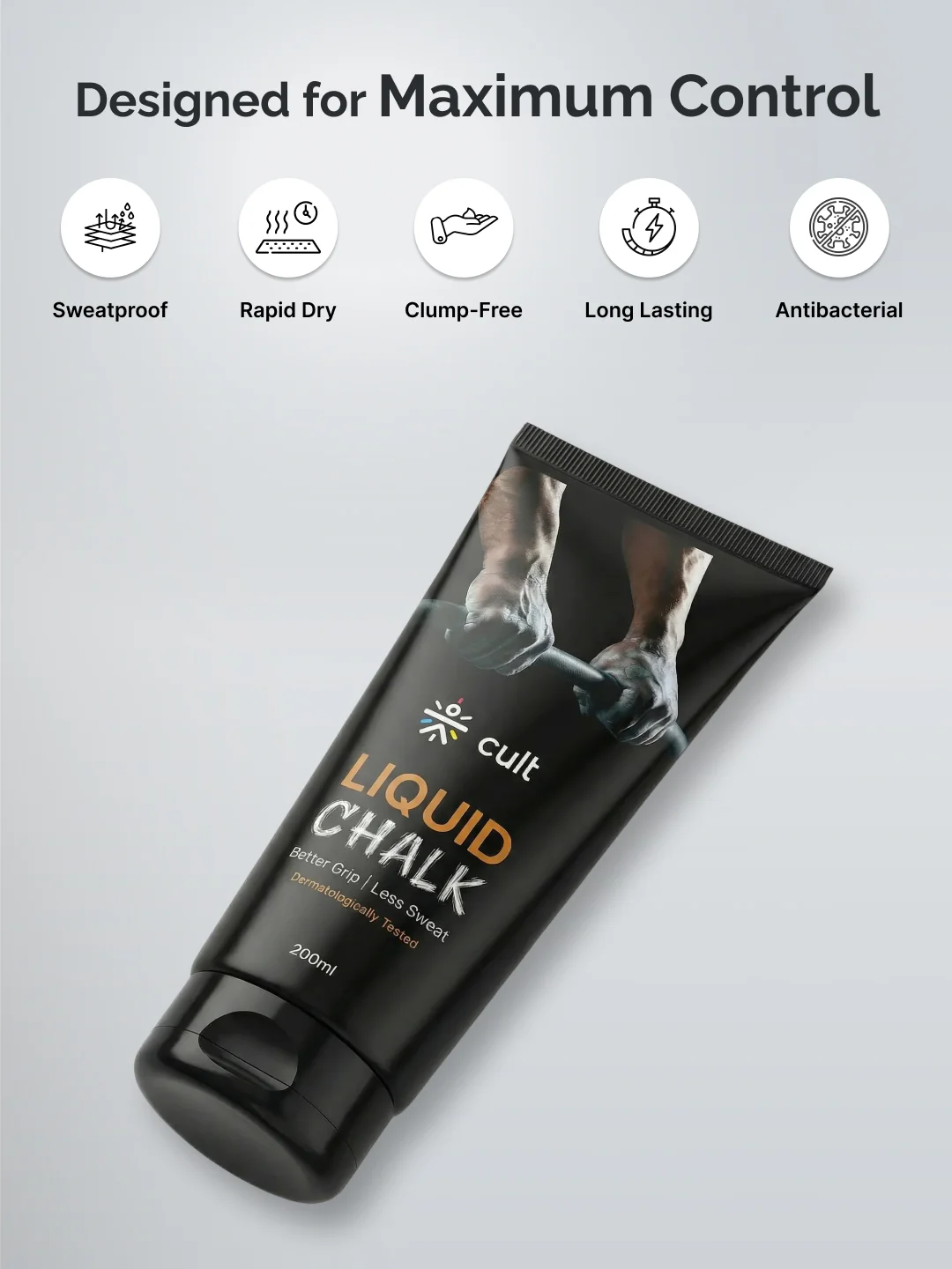 CULT Liquid Chalk 200ml for Weightlifting, Crossfit & Rock Climbing - Non-Toxic Sports Chalk Sweat-Proof, Fast Dry Grip Dust-Free Antibacterial Formula - Image 3