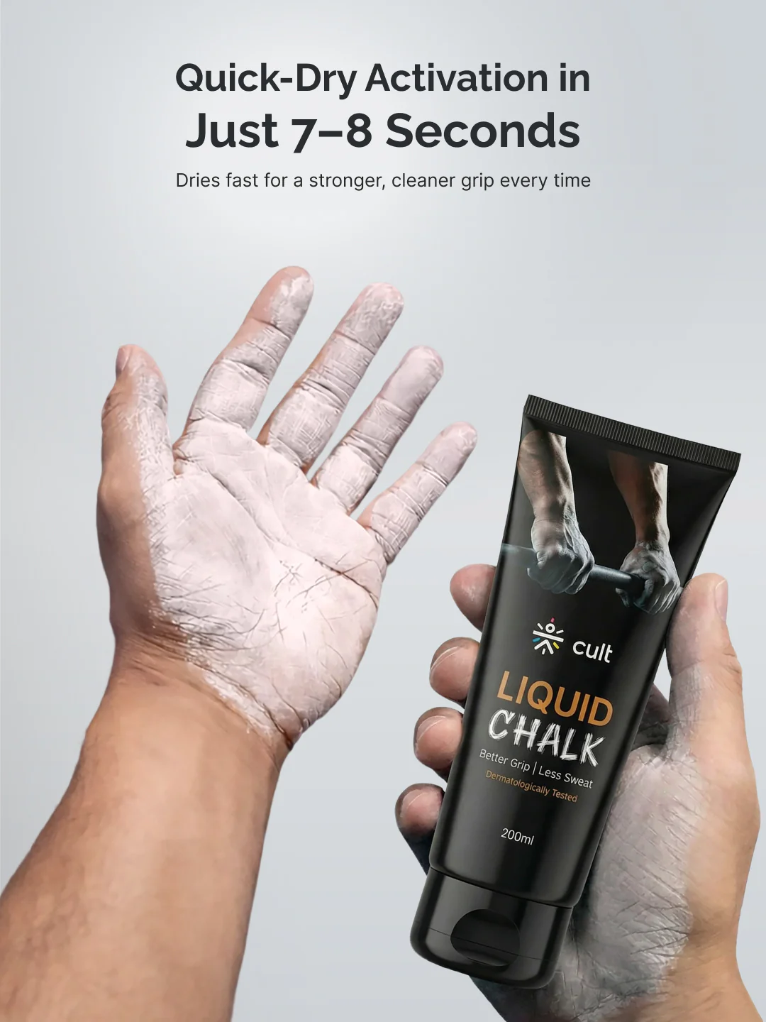 CULT Liquid Chalk 200ml for Weightlifting, Crossfit & Rock Climbing - Non-Toxic Sports Chalk Sweat-Proof, Fast Dry Grip Dust-Free Antibacterial Formula - Image 5