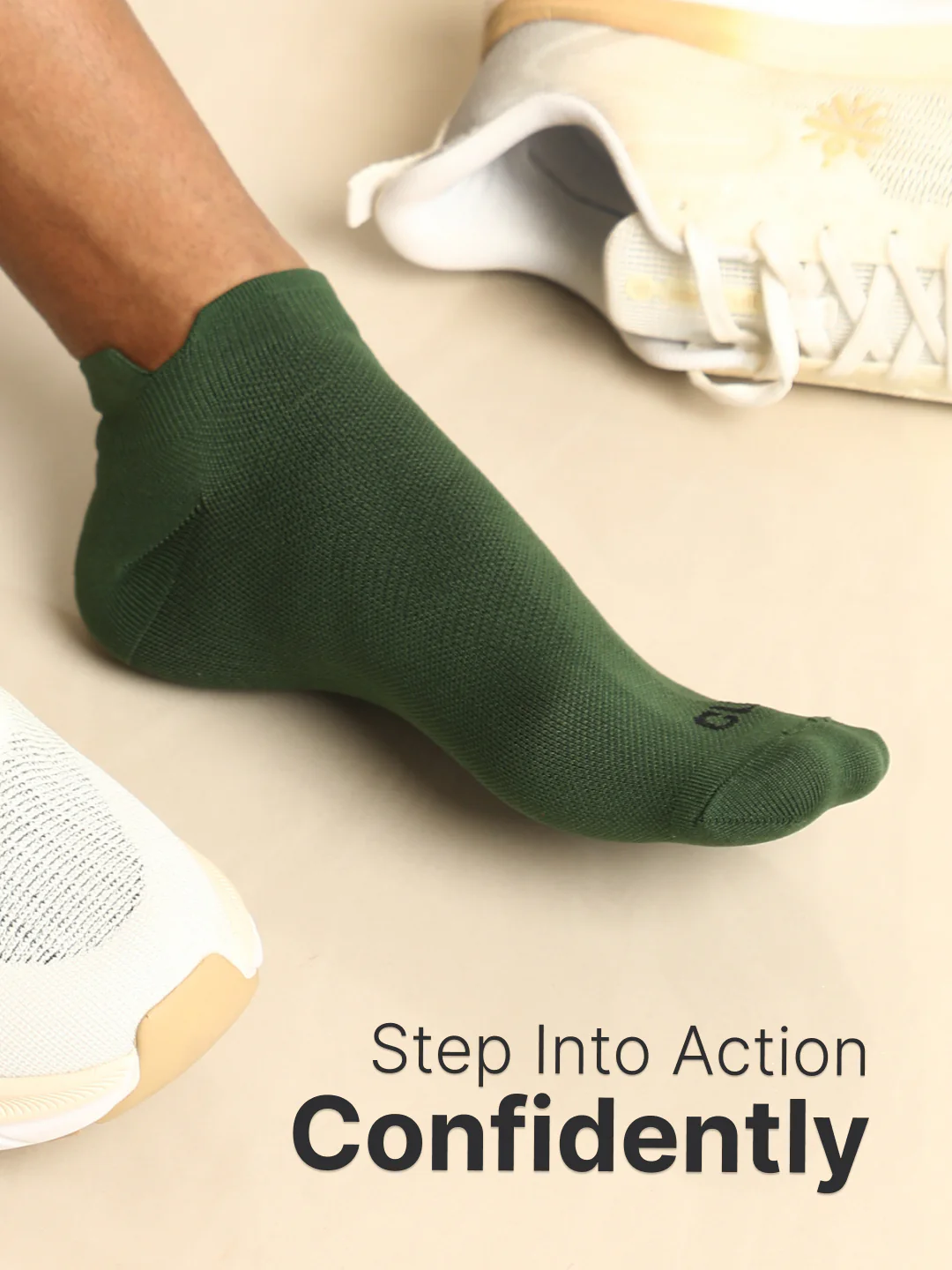 Sports Low Ankle Length Pack of 3 Olive,Black & Maroon Solid Men's Cotton Socks - Image 2
