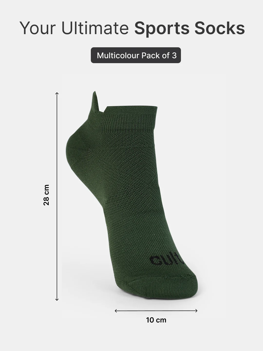 Sports Low Ankle Length Pack of 3 Olive,Black & Maroon Solid Men's Cotton Socks - Image 6