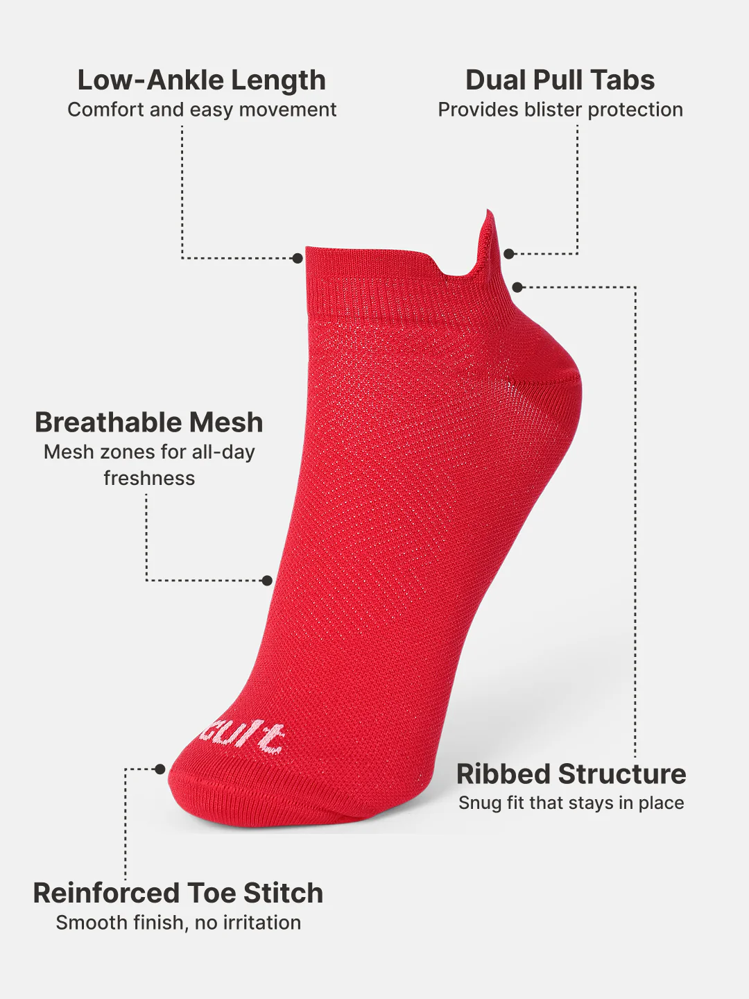 Sports Low Ankle Length Pack of 3 Blue,Black & Red Solid Women's Socks - Image 5