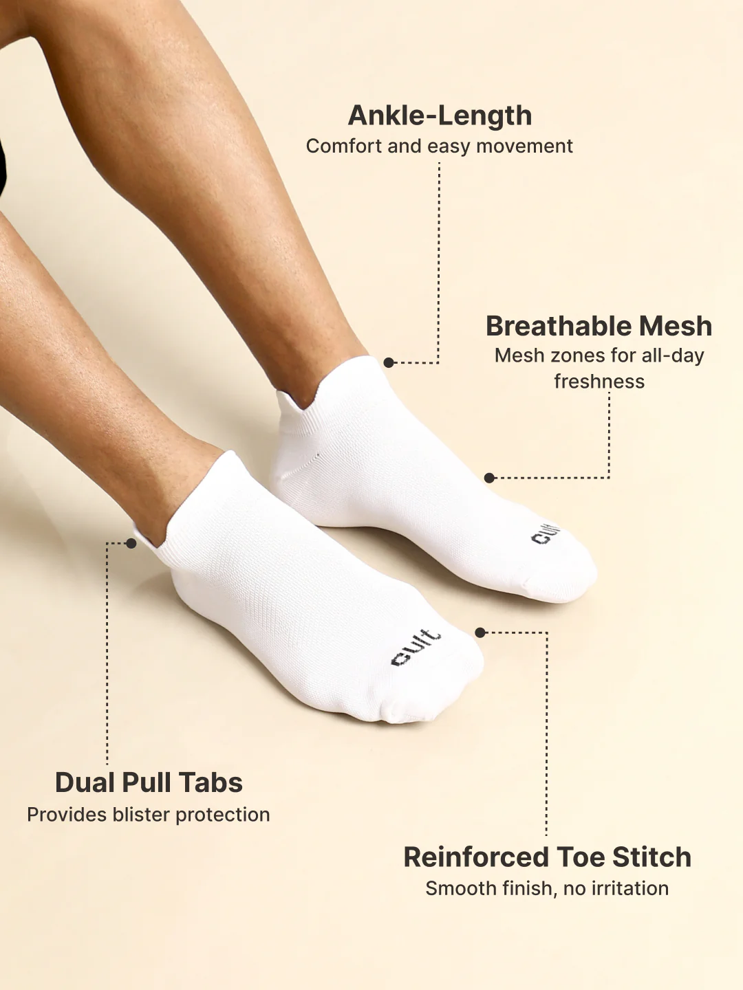 Sports Low Ankle Length Pack of 5 Orange,Navy,White,Blue & Black Men's Cotton Socks - Image 5