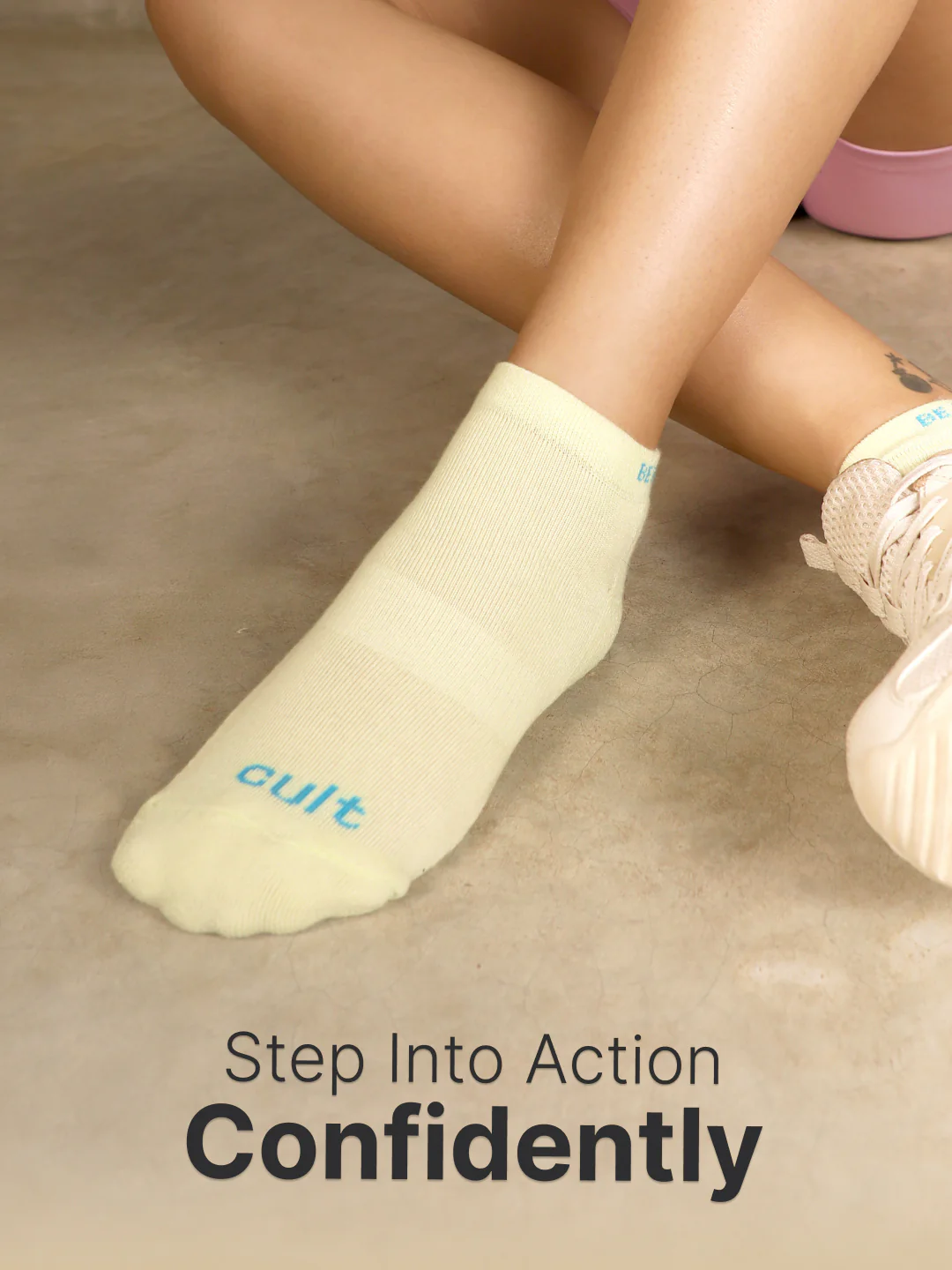 Sports Low Ankle Length Terry Pack of 3 Sea Green,White & Yellow Socks Women - Image 2