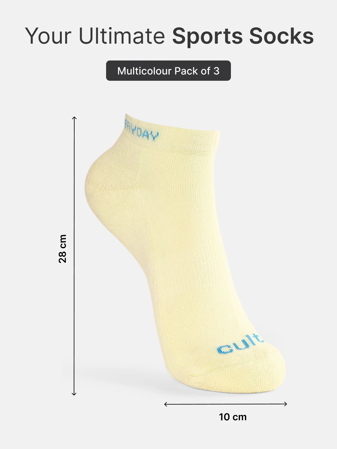 Sports Low Ankle Length Terry Pack of 3 Sea Green,White & Yellow Socks Women - Image 6