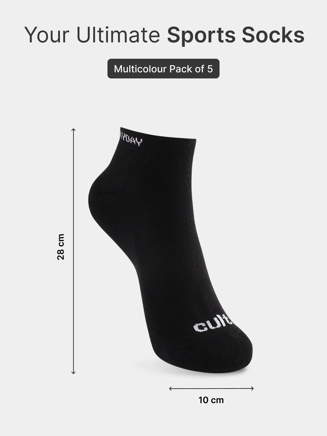 Sports Low Ankle Length Pack of 5 Blue,Yellow,White & Black Men's Cotton Socks - Image 6
