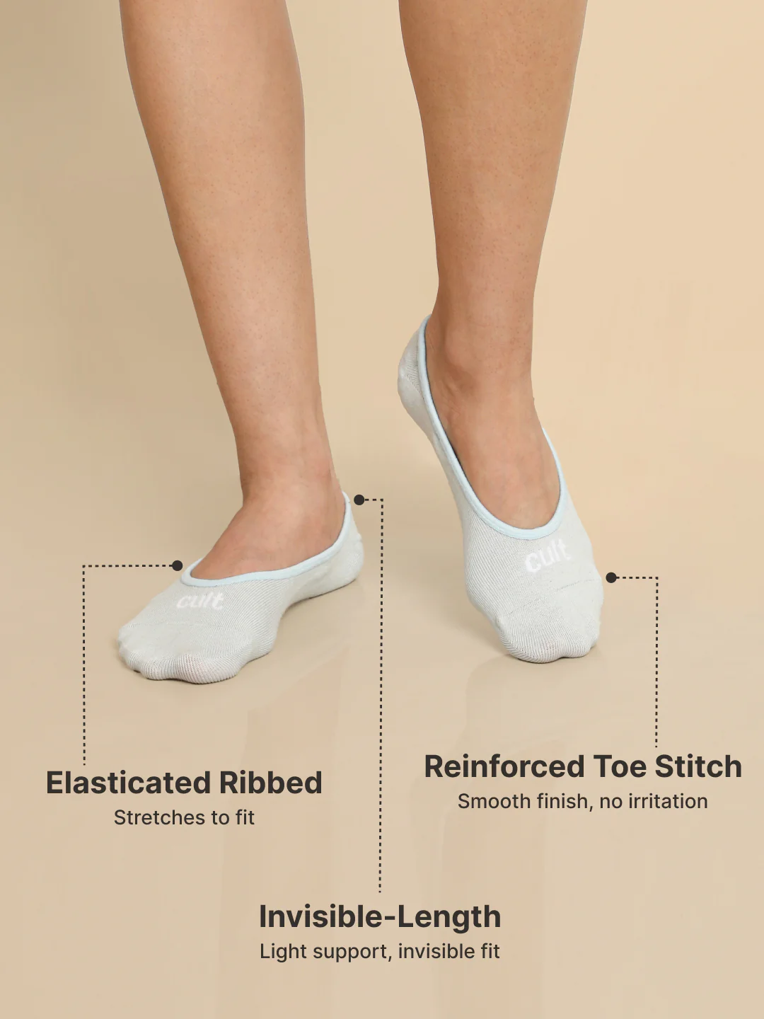 Casual Low Cut Invisible Pack of 3 Grey,Powder Blue & Black Terry Solid Women's Socks - Image 5