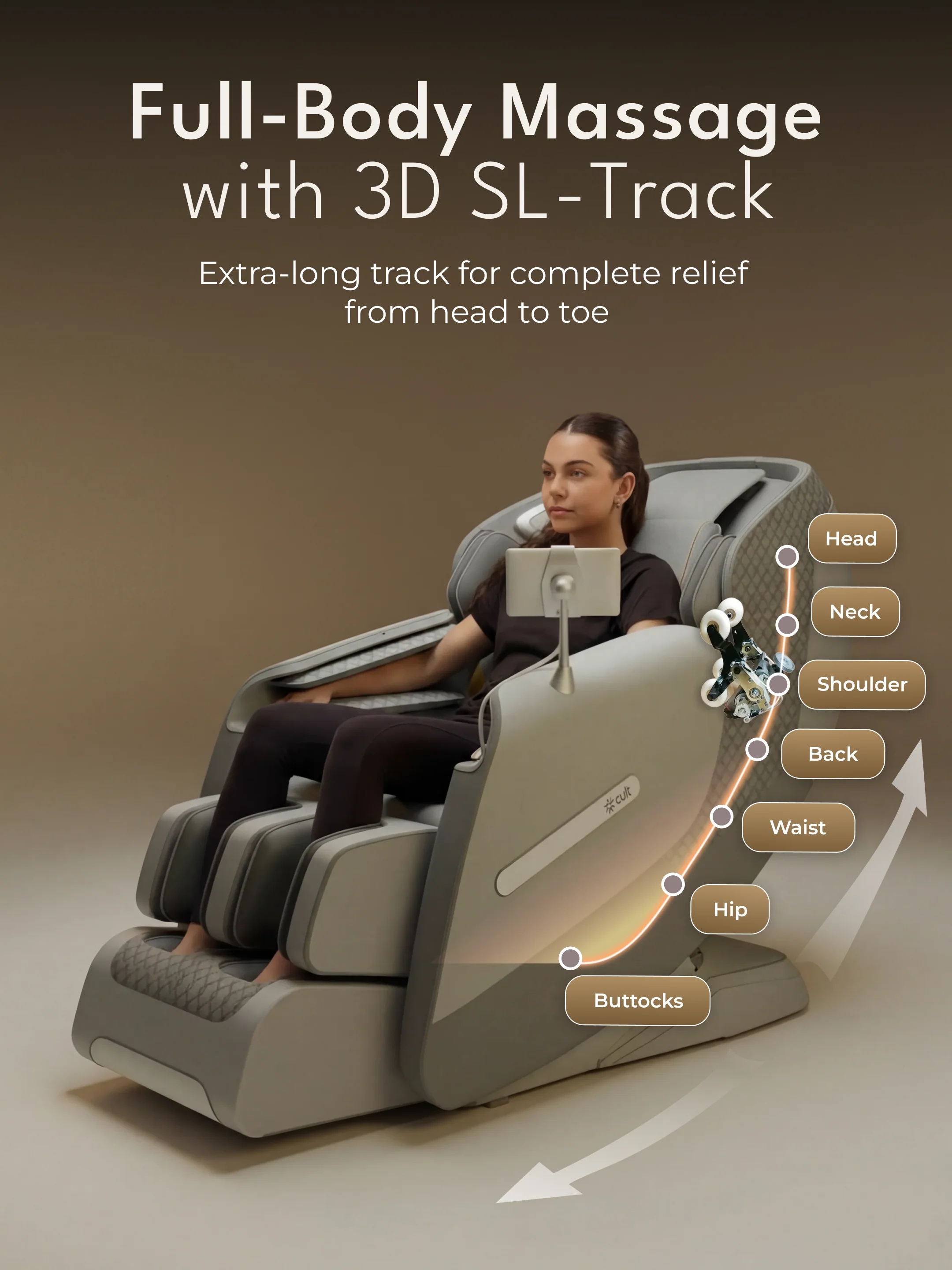 Cult LUXE Massage Chair | Zero Gravity with AI Voice & Bluetooth | 3D Experience | Smart Dial & 18 Preset Programs | Smart Touch Screen - Image 3