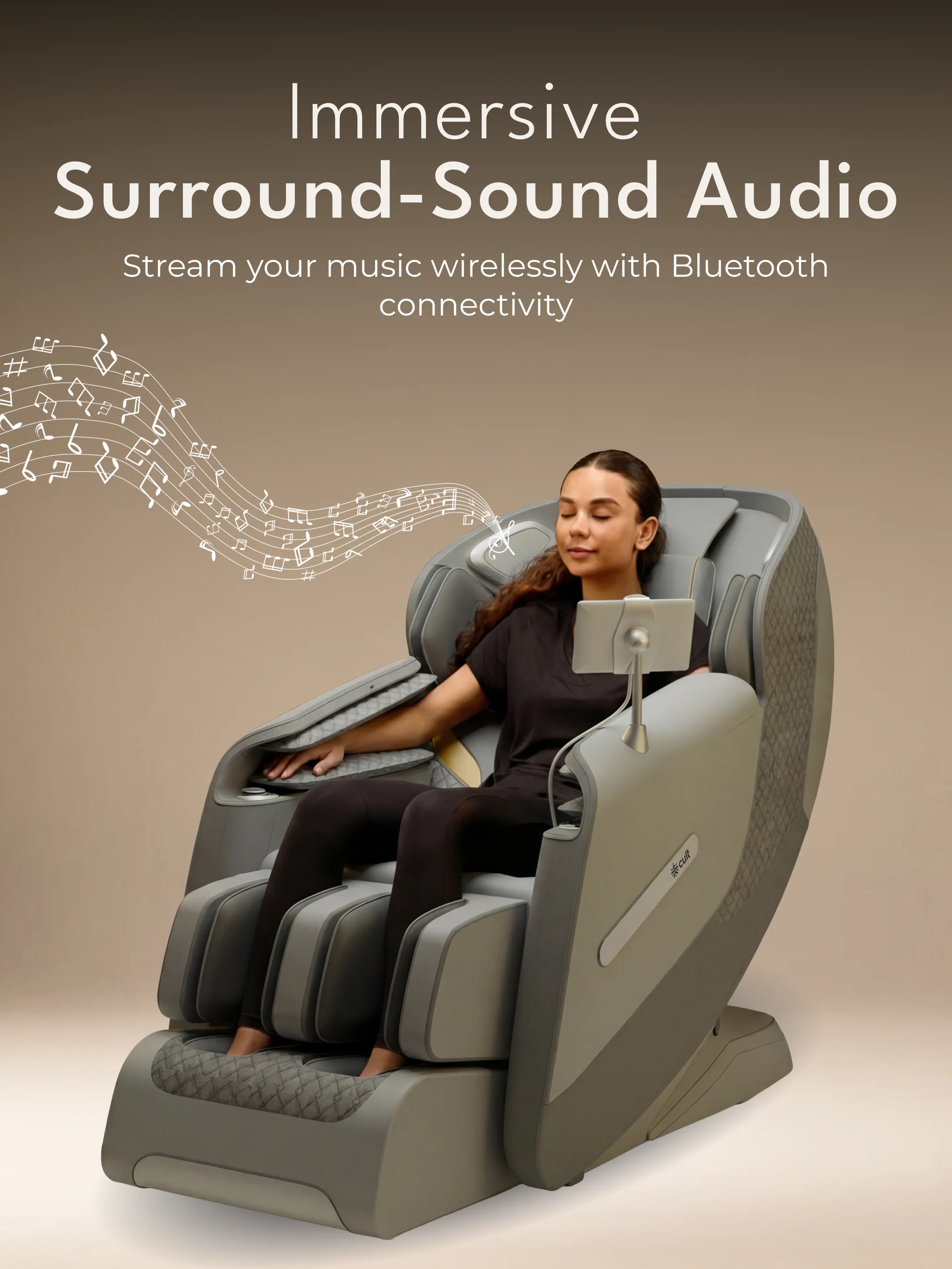 Cult LUXE Massage Chair | Zero Gravity with AI Voice & Bluetooth | 3D Experience | Smart Dial & 18 Preset Programs | Smart Touch Screen - Image 9