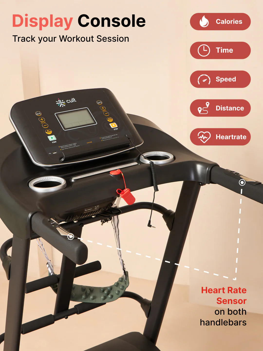 CultRunM4Auto 5 HP Peak Treadmill | 15-level Auto-Incline & Massager | Max Weight-120kg | Max Speed-14.8kmph (with 6 Months Extended Warranty) - Image 5