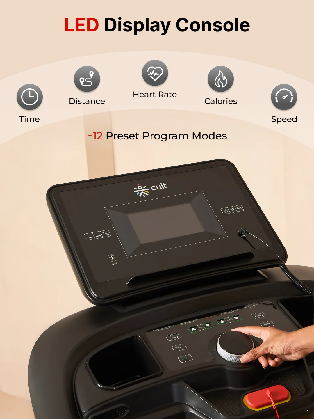 Cultrun M6 Nova 6 HP Peak Treadmill | 15-level Auto-Incline & Massager | Max Weight-140kg | Max Speed-18kmph (with 6 Months Extended Warranty) - Image 10