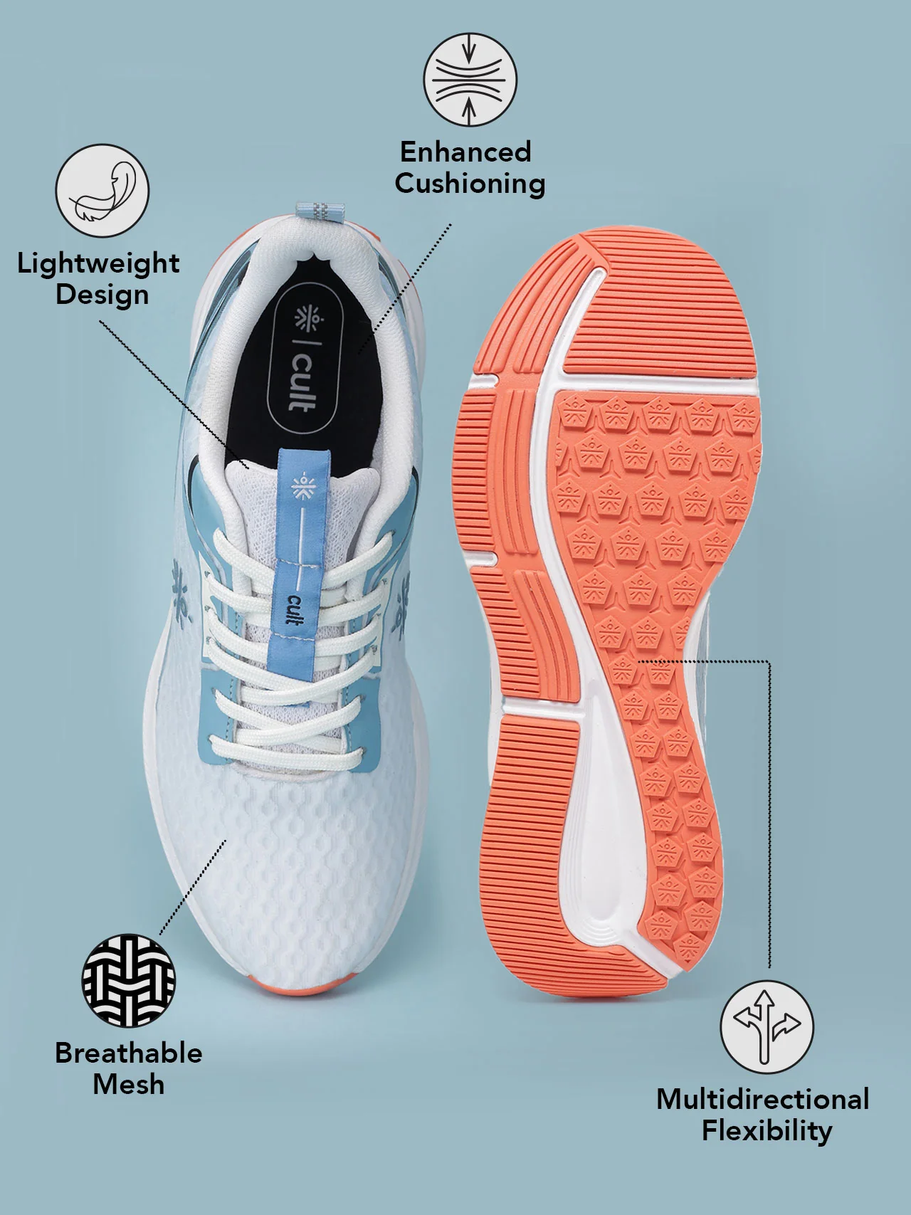 cult Men's AeroStride Casual Shoes - White/Blue - Image 2