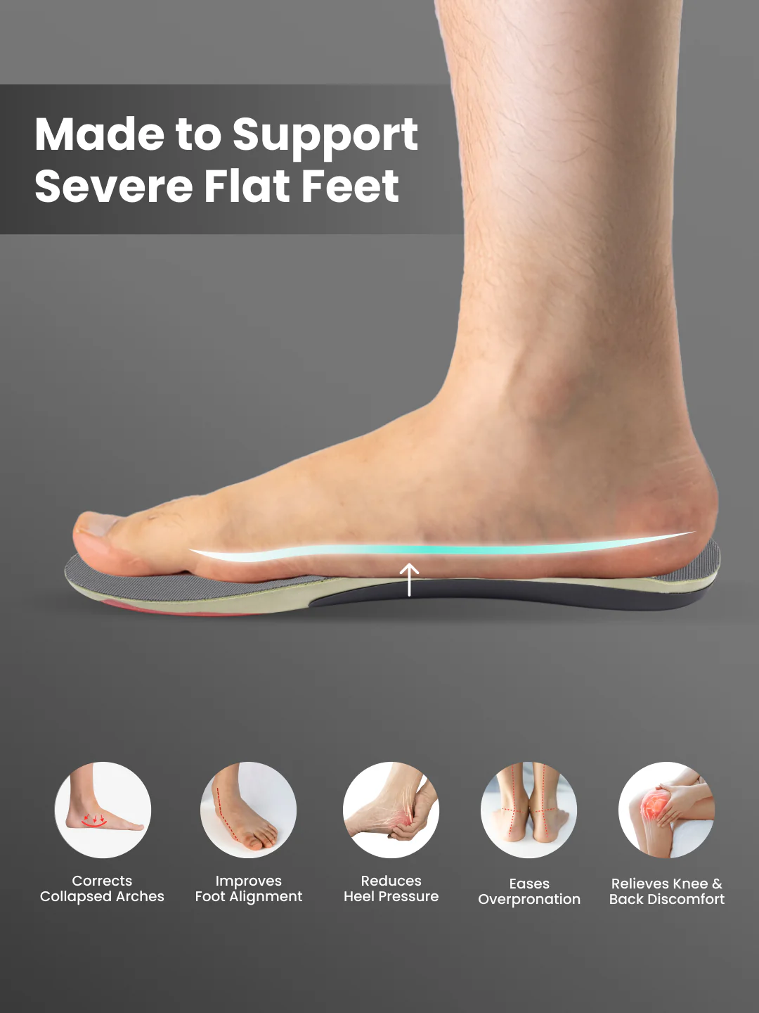 cult Men's Severe Flat Feet-Arch Correct Insoles - Image 3