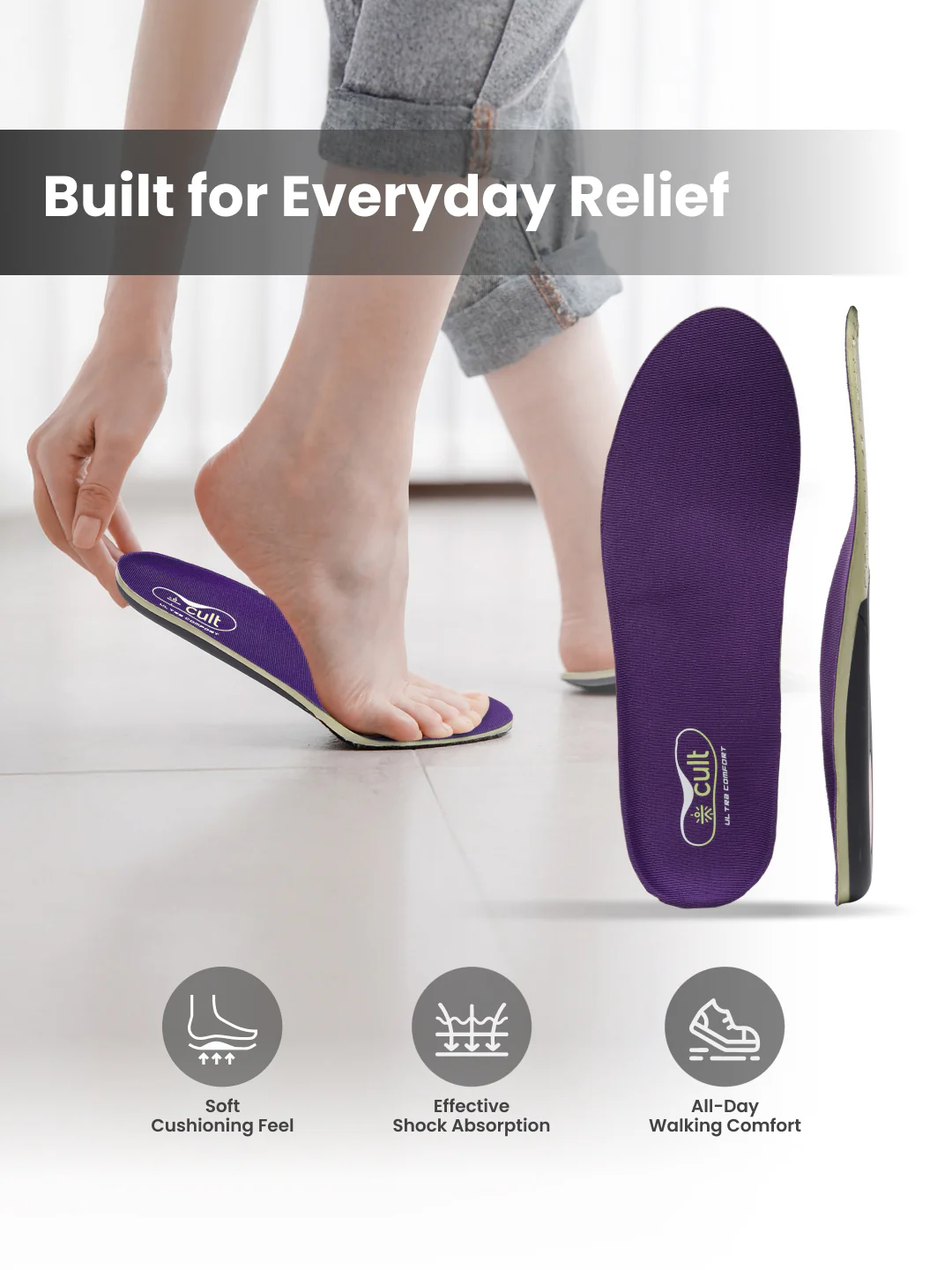 cult Men's High Arch Support- Arch Elevate Insoles - Image 4