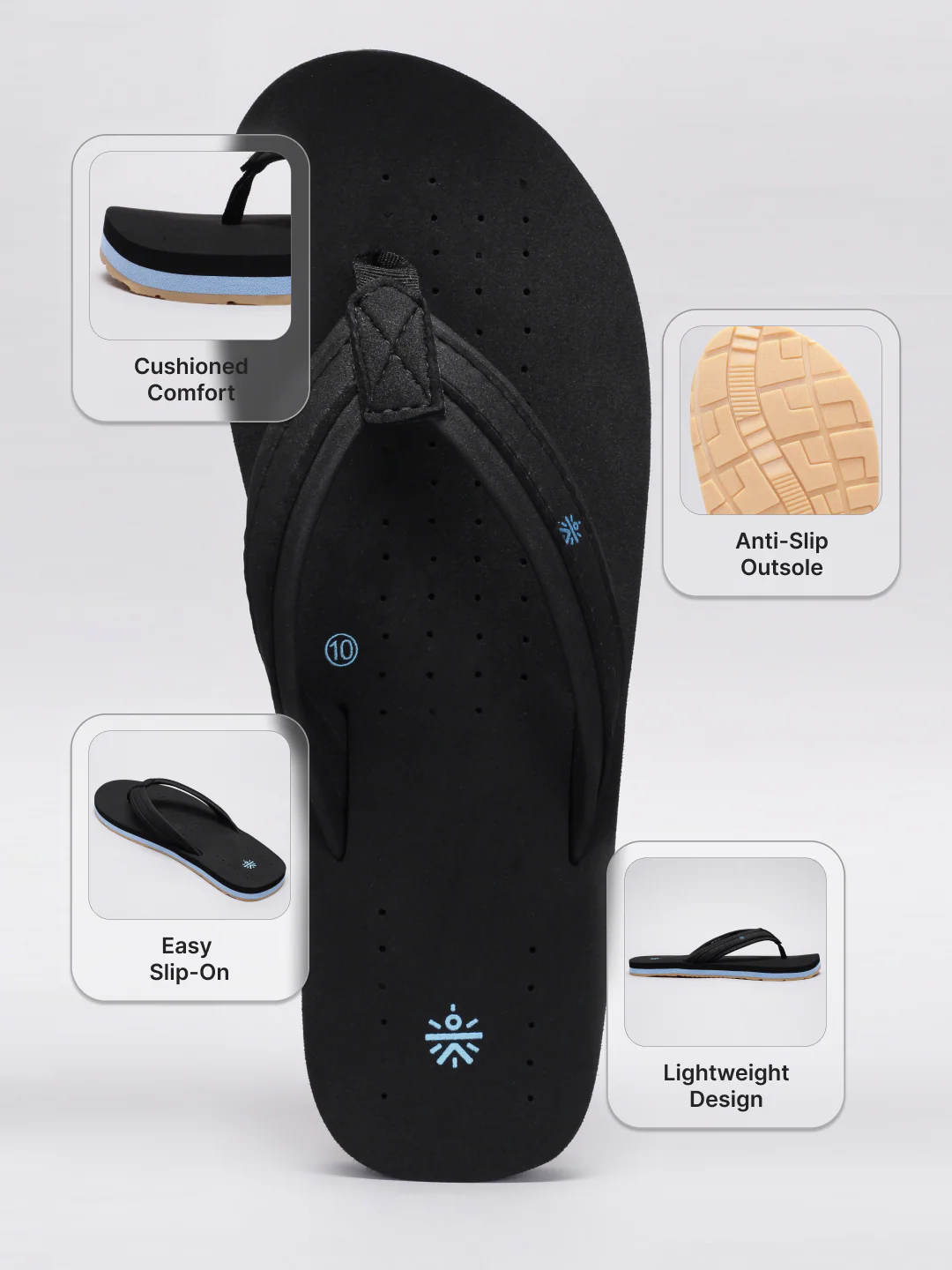 cult Men's Breez Flip Flops - Black - Image 5