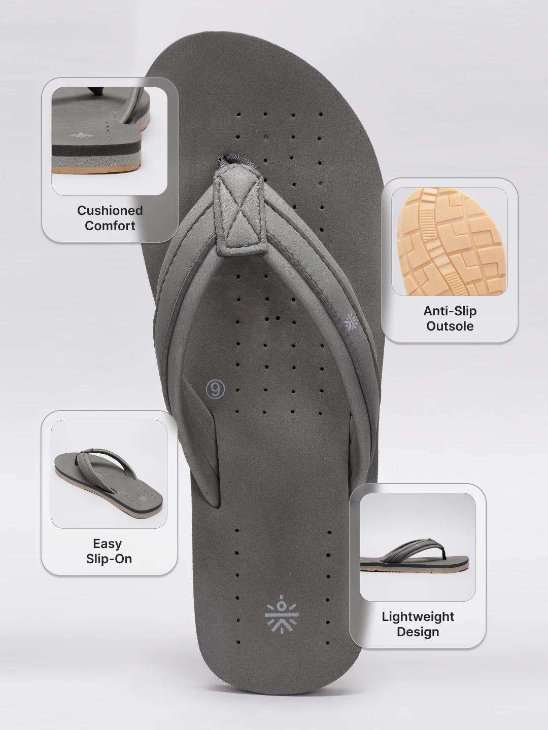 cult Men's Breez Flip Flops - Grey - Image 5
