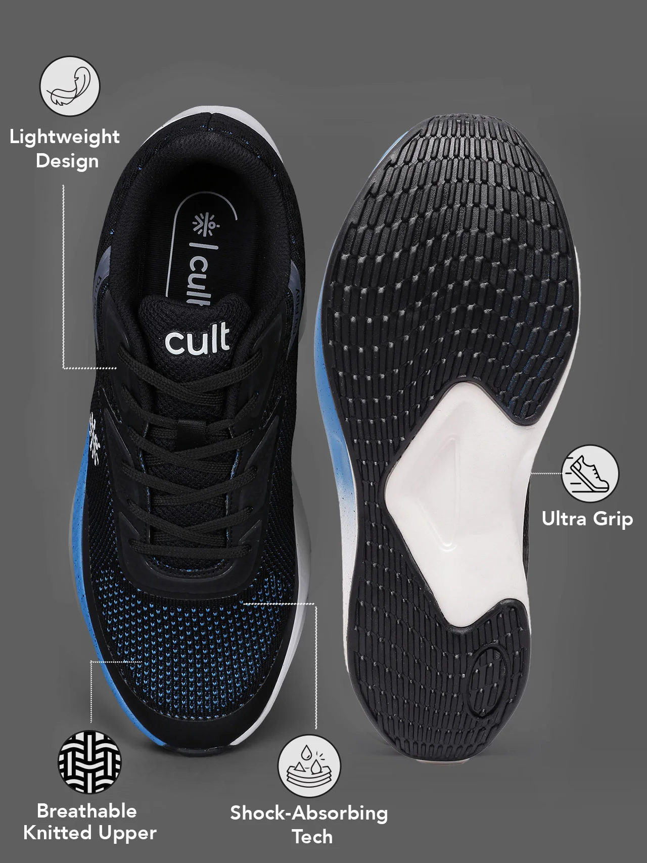 cult Men's DuPlay Casual Shoes - Black/Blue - Image 3