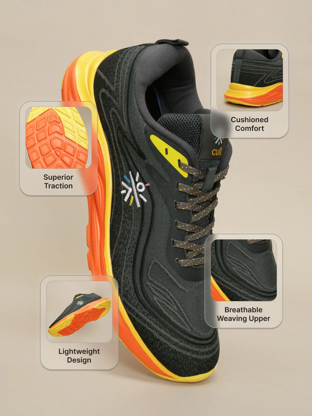 cult Men's DynamicWave Running Shoes - D.Grey - Image 7