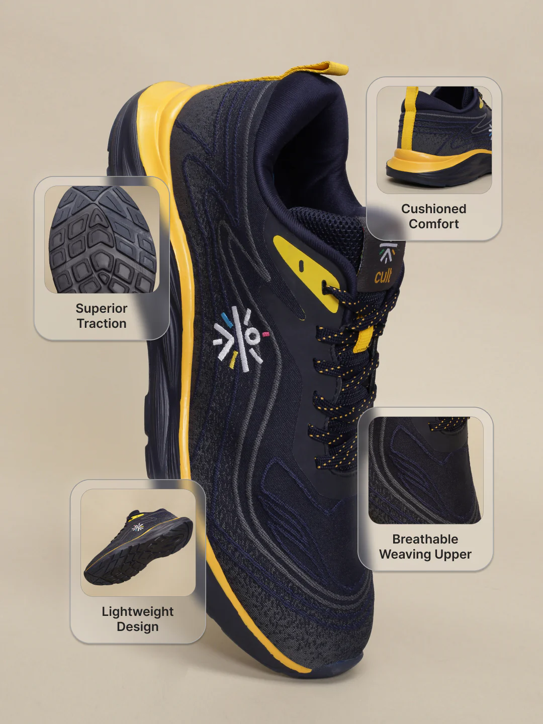 cult Men's DynamicWave Running Shoes - Navy - Image 7