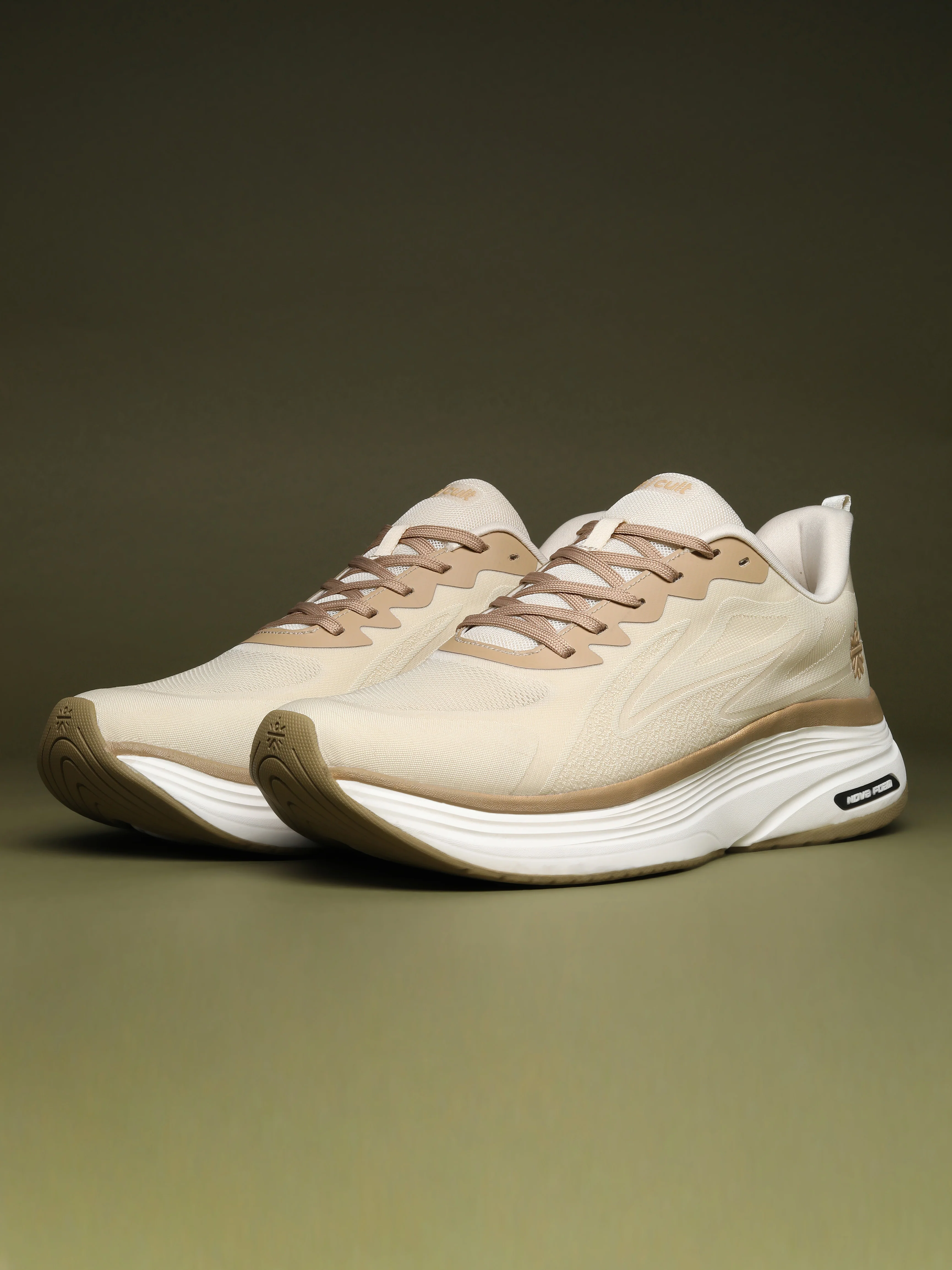 cult Men's Flexride Running Shoes with Durable Rubber Outsole & Cushioning for Runs up to 20 km - Cream/Beige - Image 11
