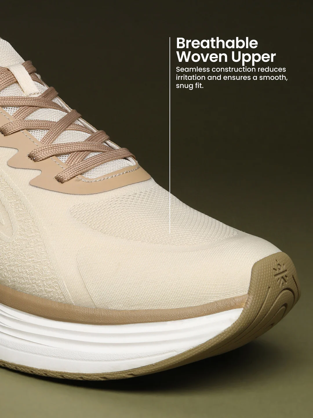 cult Men's Flexride Running Shoes with Durable Rubber Outsole & Cushioning for Runs up to 20 km - Cream/Beige - Image 5