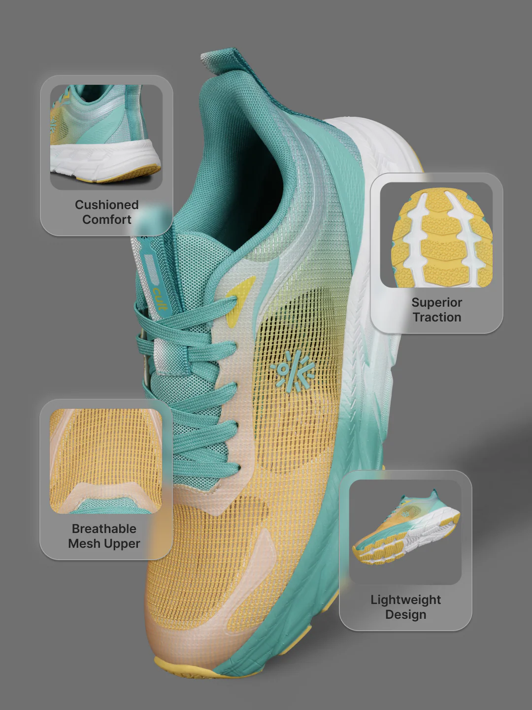 cult Men's Fortis Casual Shoes - Yellow/Mint Green - Image 5