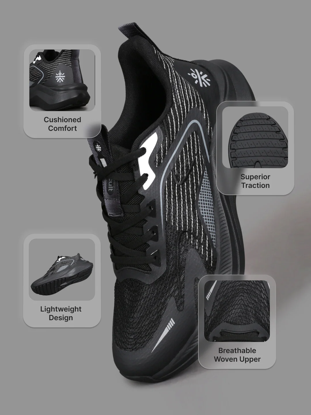 cult Men's GlaciusX Running Shoes - Black - Image 5