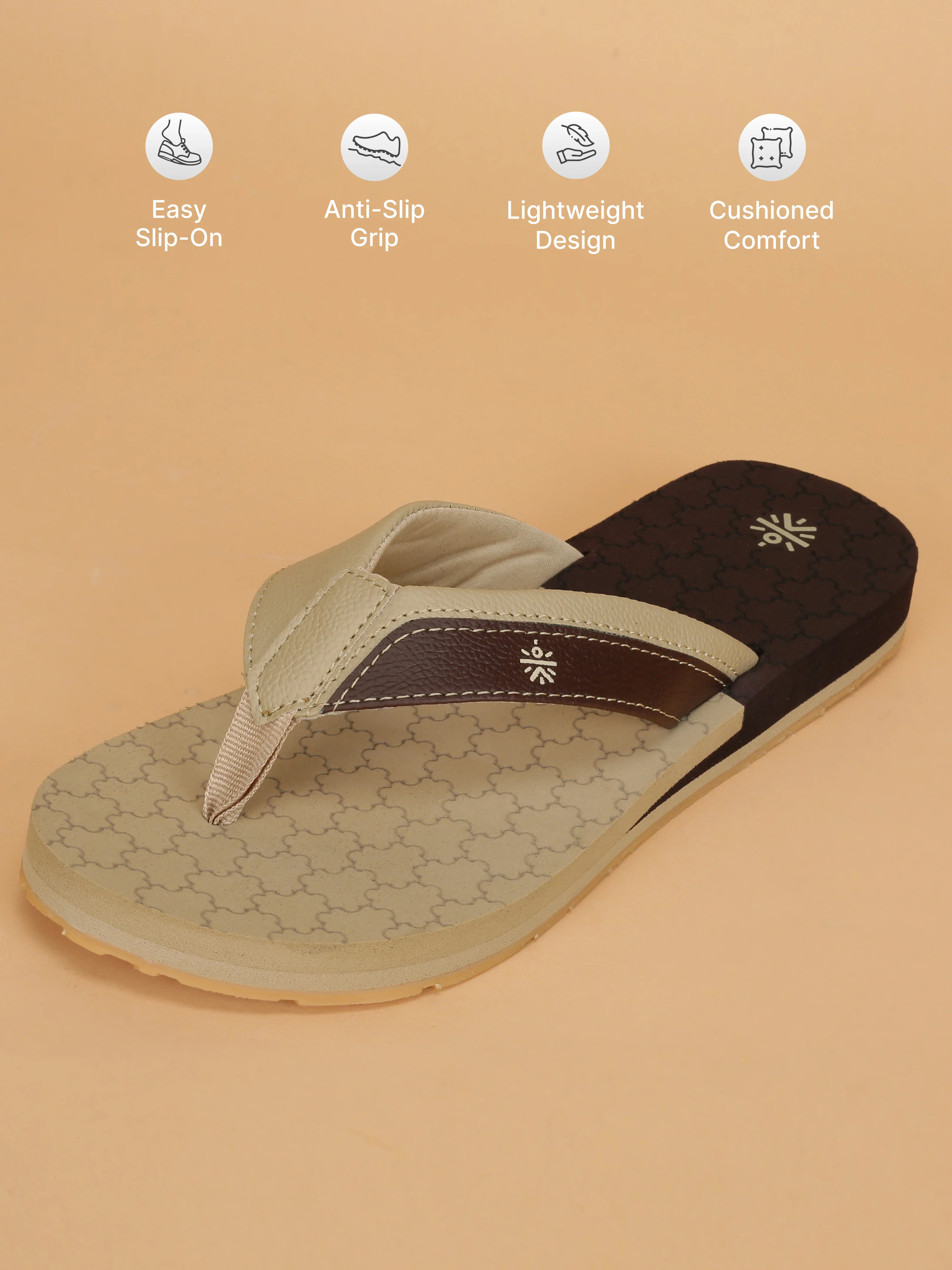 Cult Men's Hexa Flip Flops - Beige - Image 5