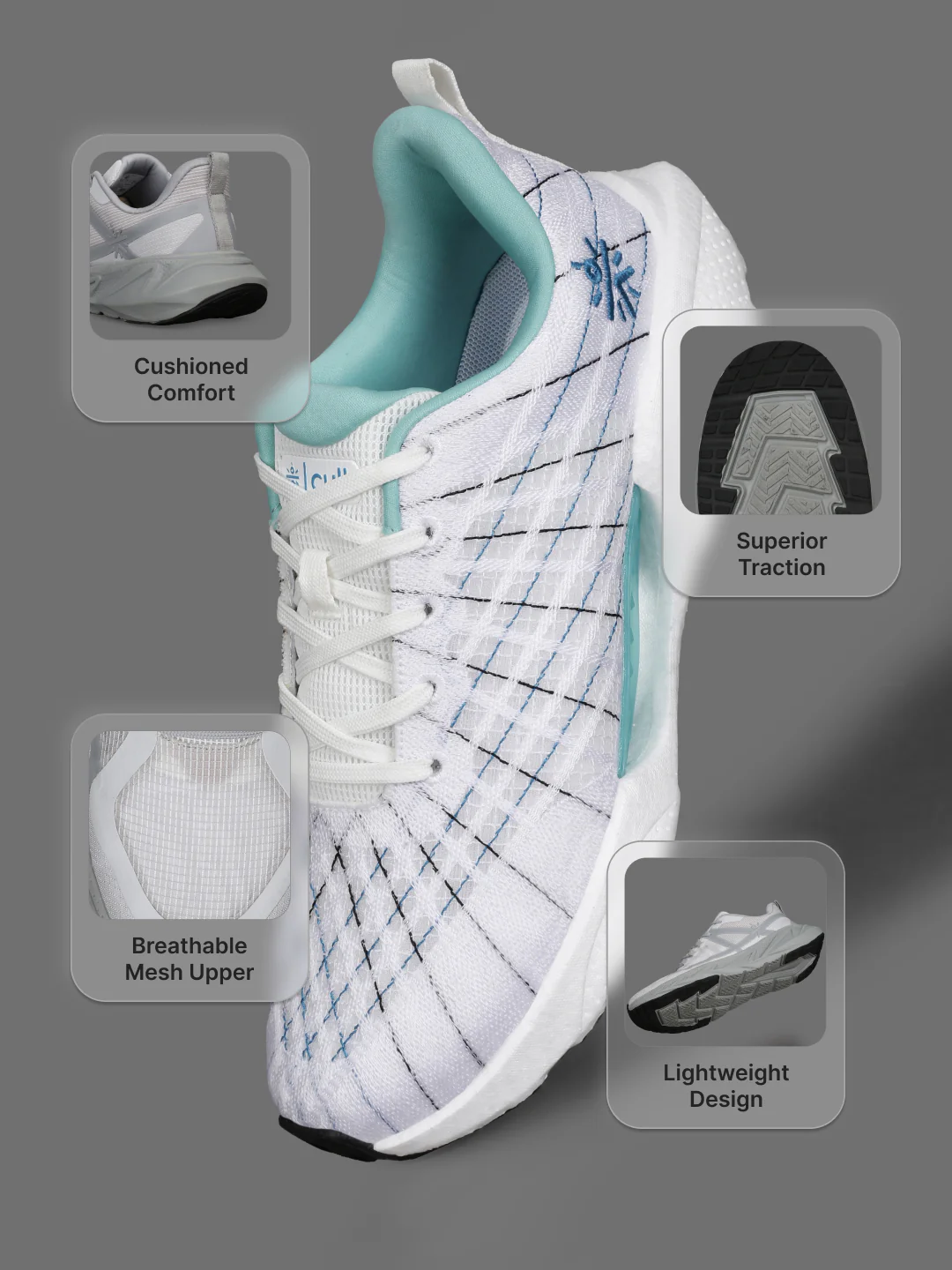 cult Men's MeshBlaze Walking Shoes - Blue - Image 4