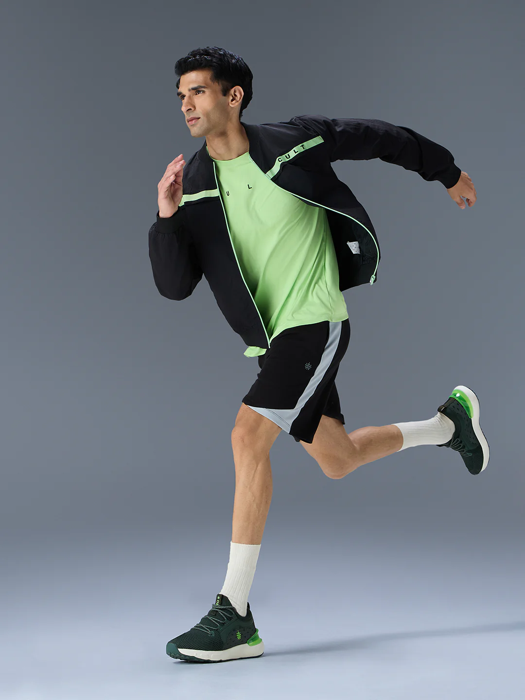 cult Men's Motive Running Shoes - Bottle Green/Neon Green - Image 2