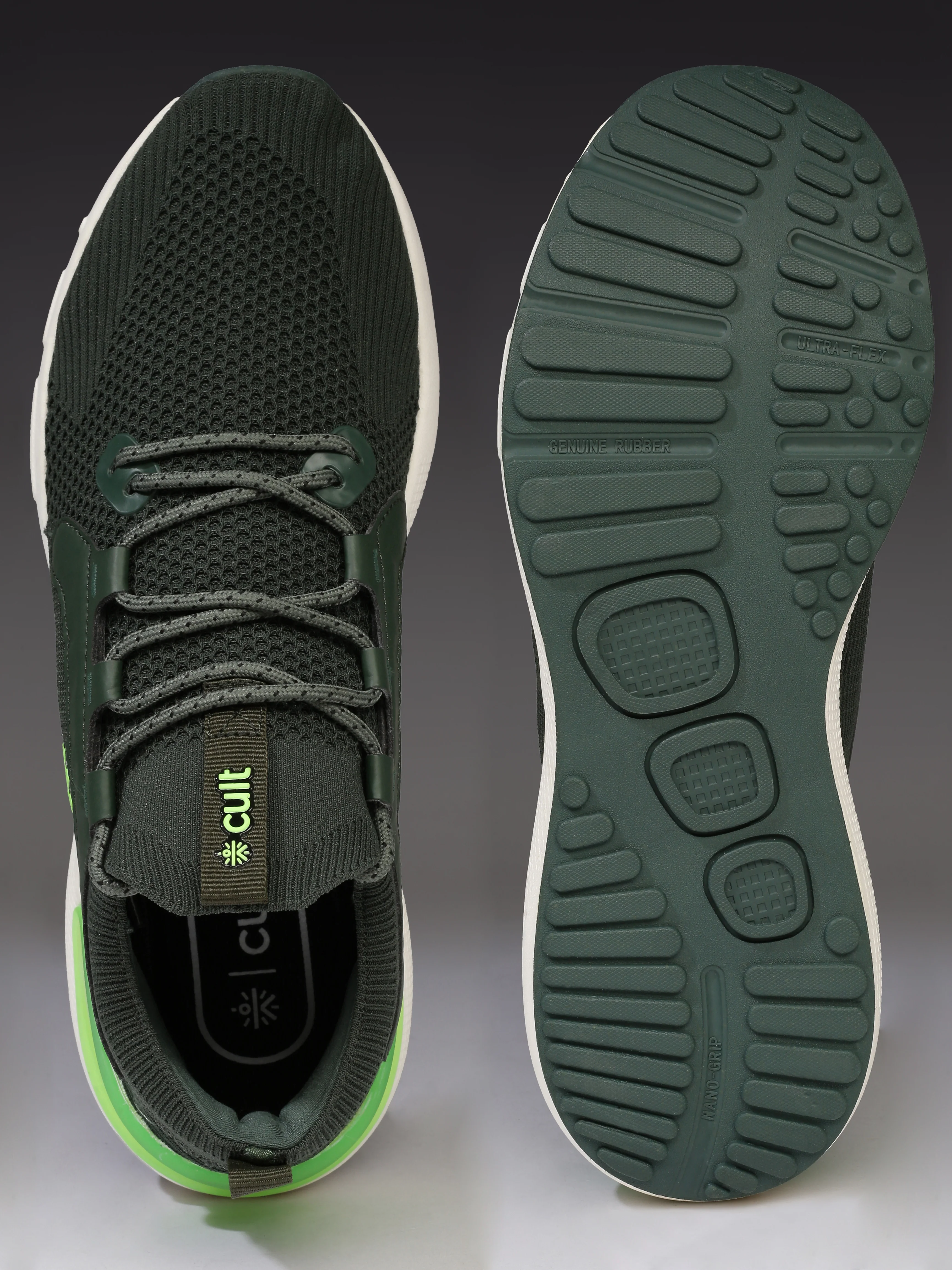 cult Men's Motive Running Shoes - Bottle Green/Neon Green - Image 9