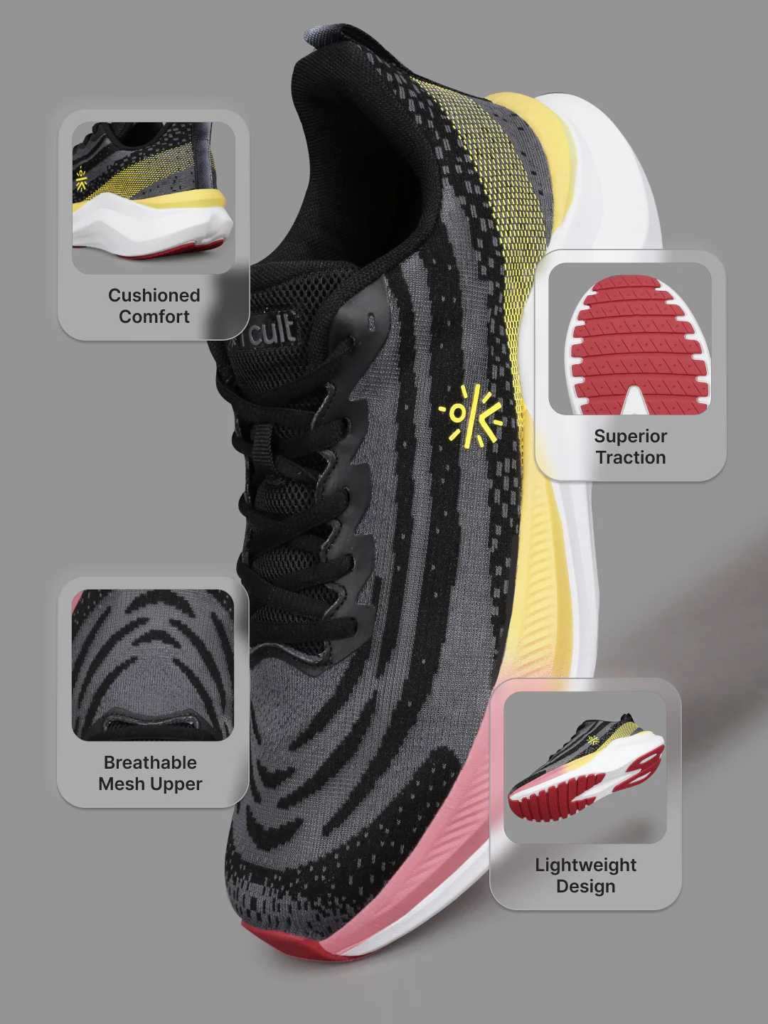 cult Men's Quasar Running Shoes - Black - Image 5