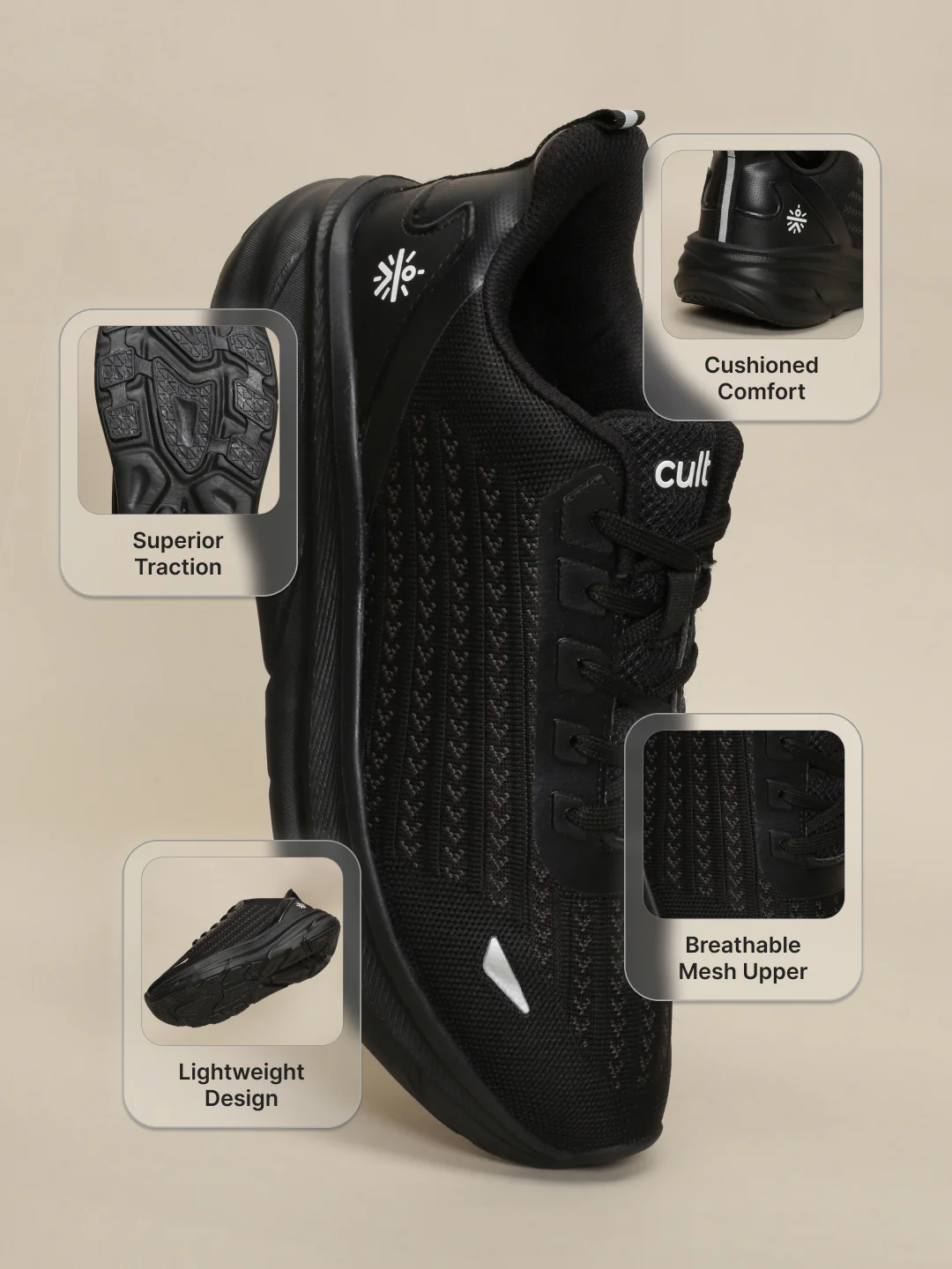 cult Men's Raze Running Shoes - Black - Image 7