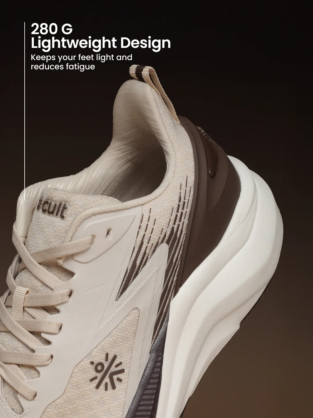 cult Men's Revix Running Shoes - Cream/Brown - Image 5