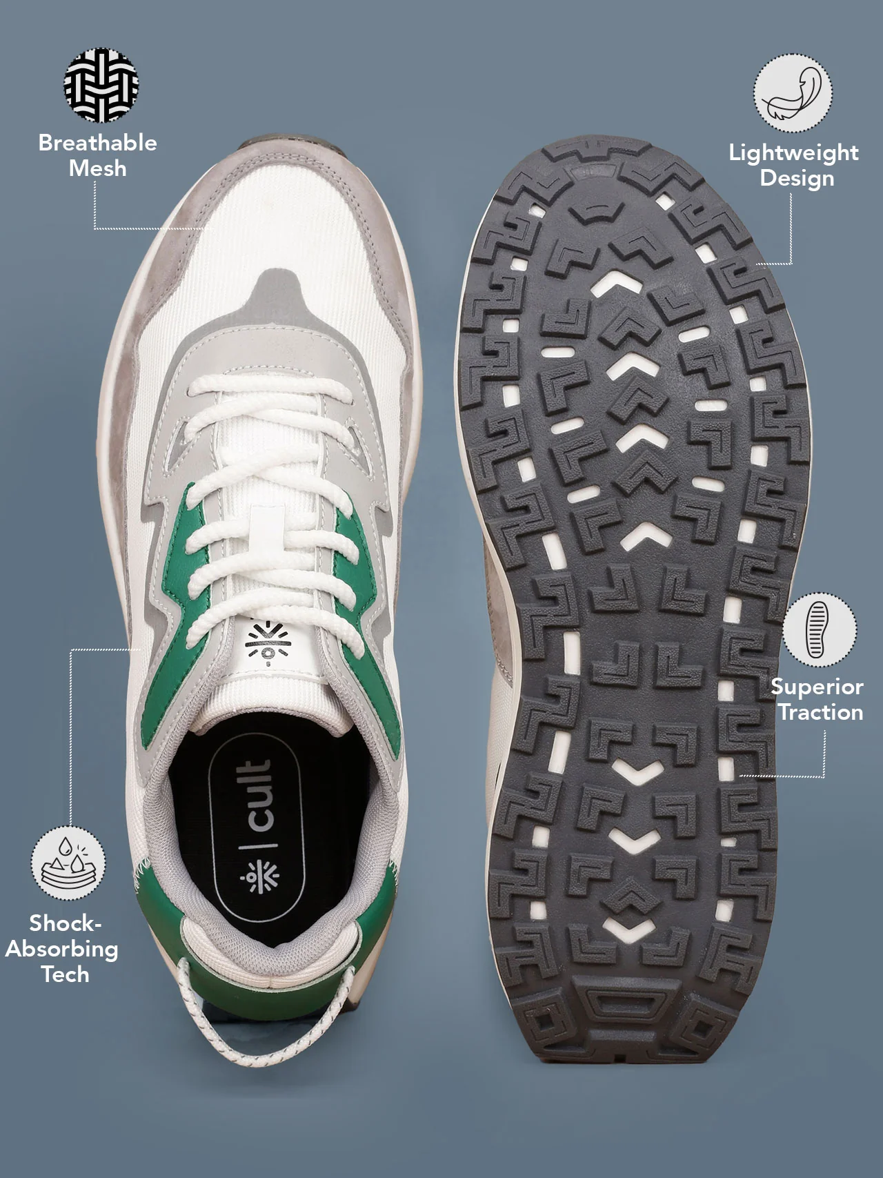 cult Men's StarDust Sneaker Shoes - White/Green - Image 2