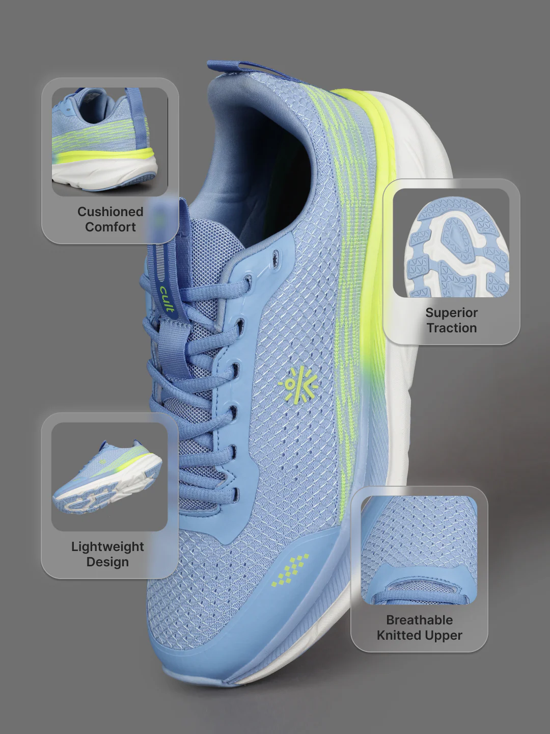 cult Men's Strion Running Shoes - Blue - Image 5