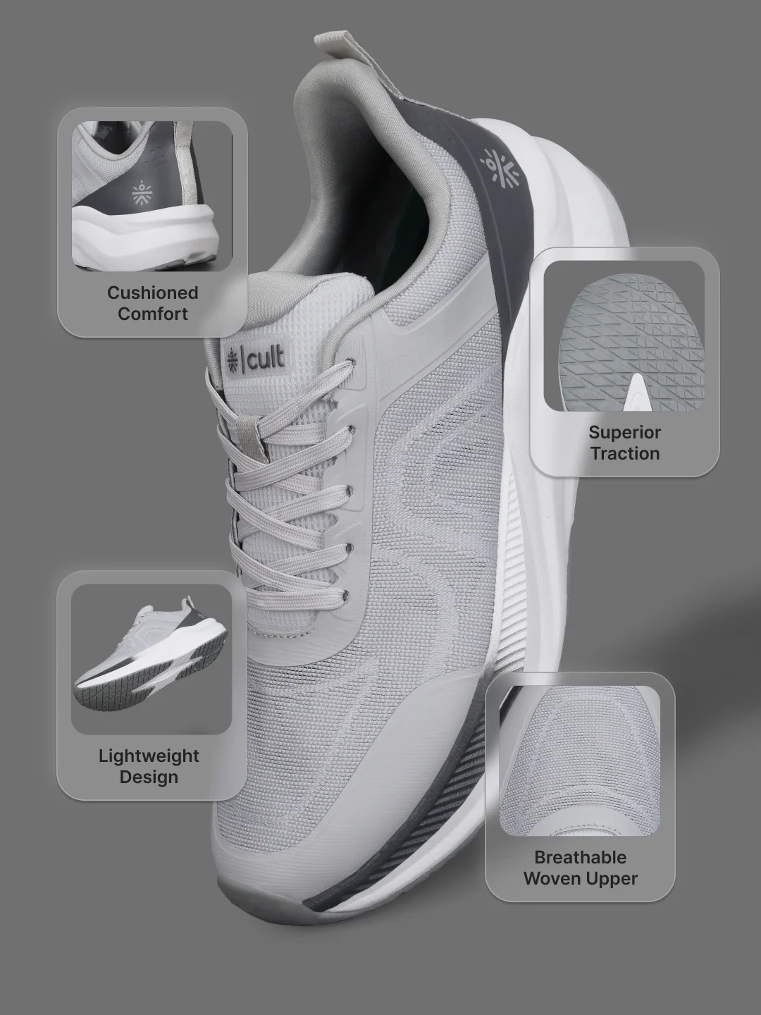 cult Men's Surge Running Shoes - L.Grey - Image 5