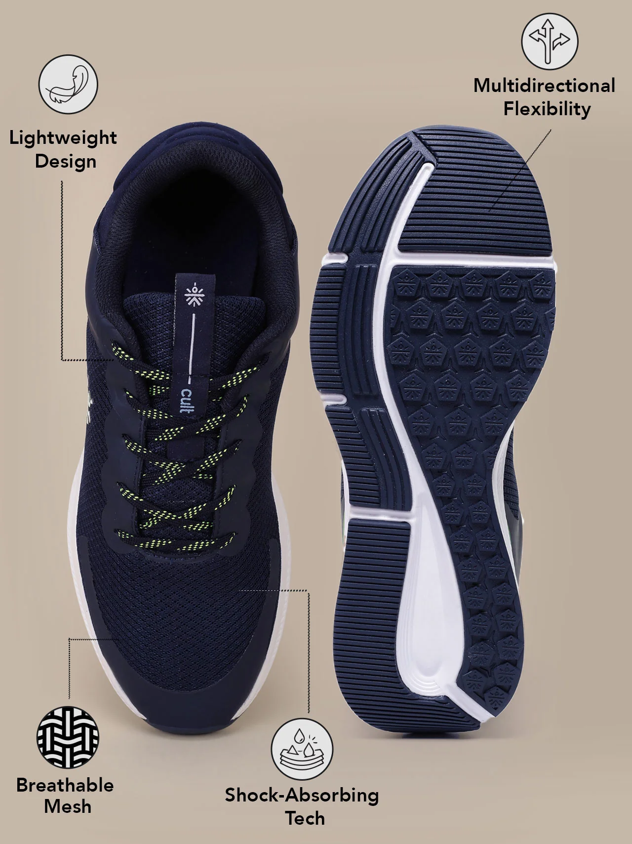 cult Men's SwiftStride Casual Shoes - Navy/Green - Image 3