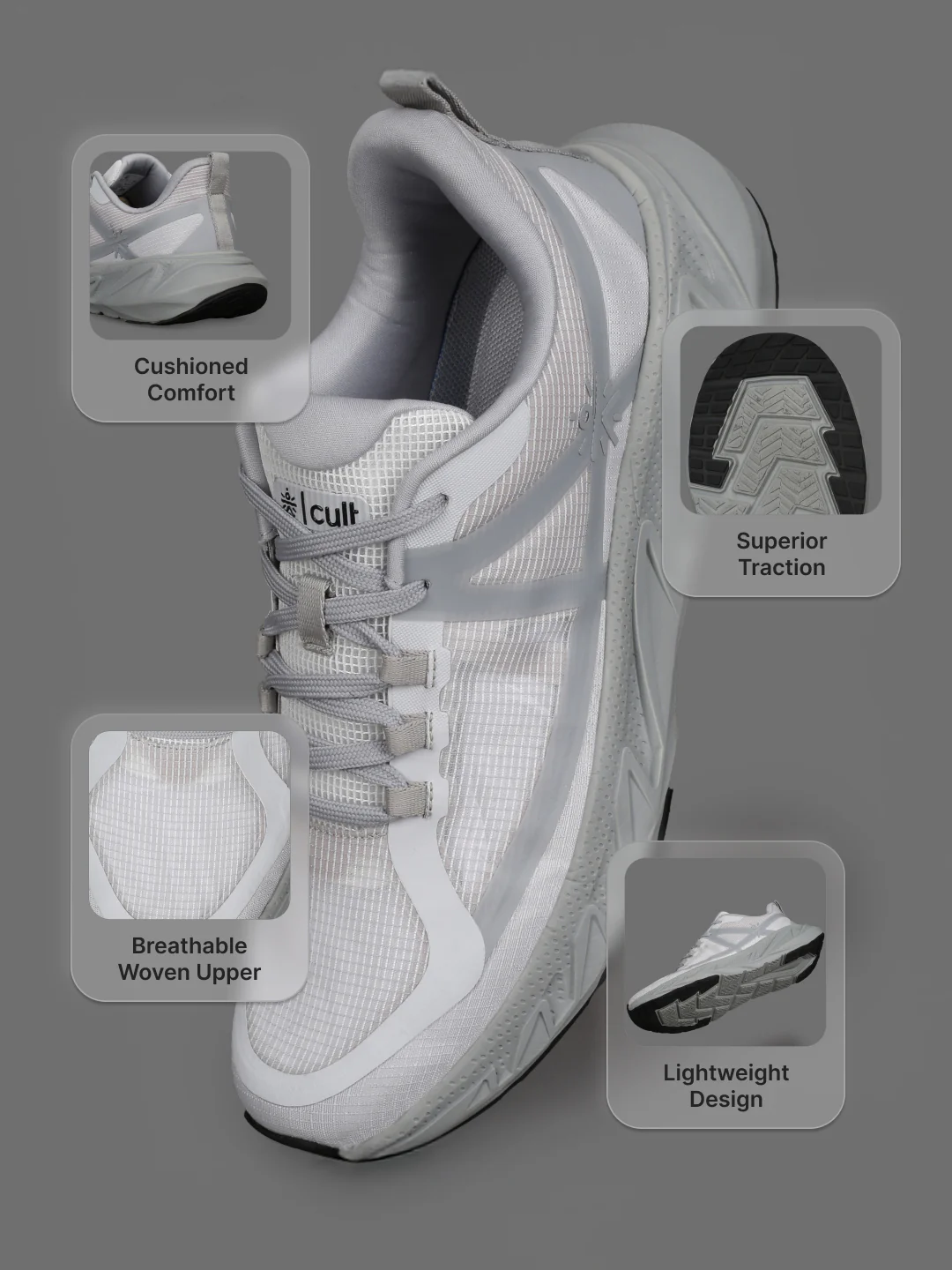 cult Men's Traverse Running Shoes - L.Grey - Image 4