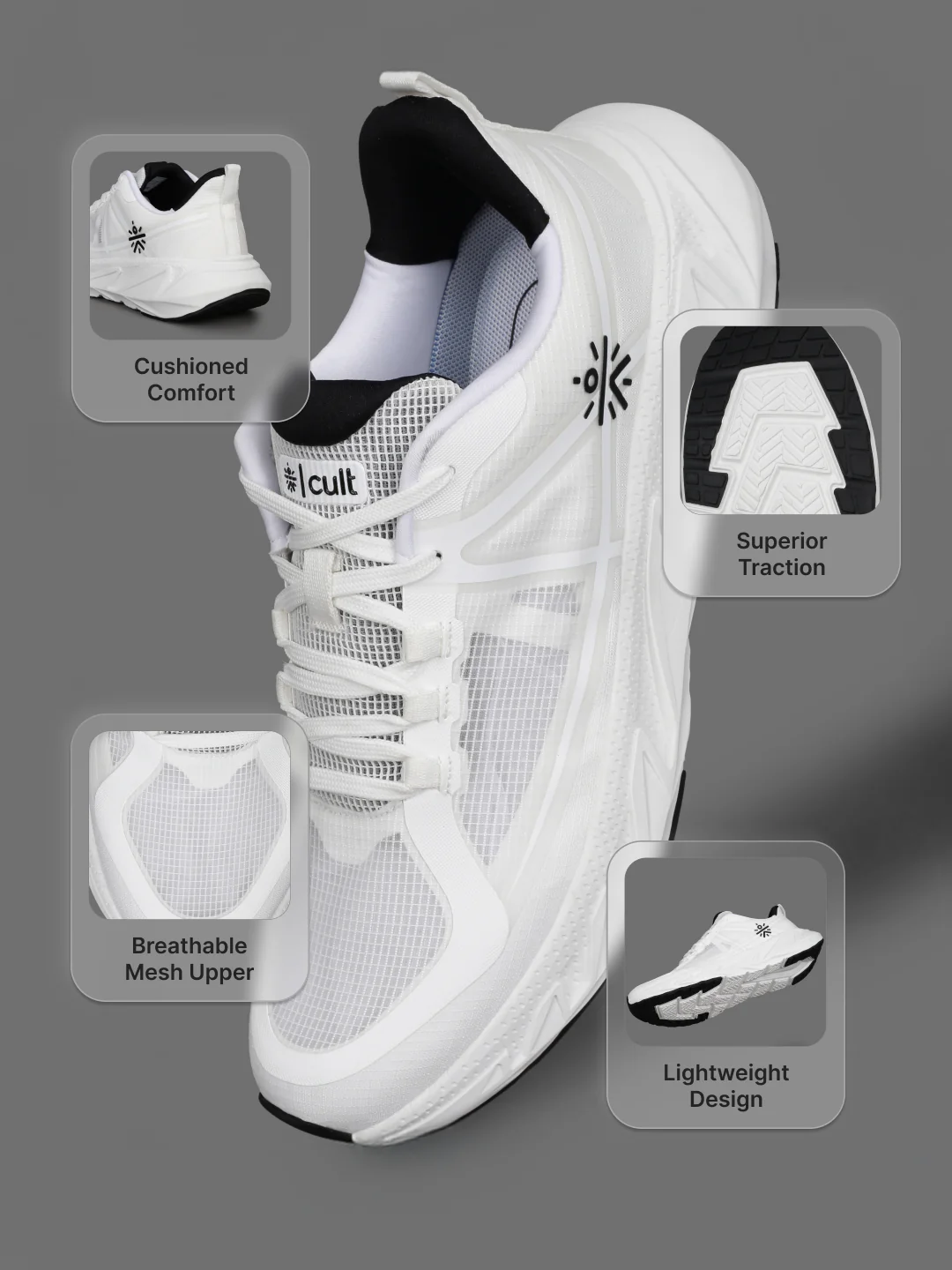 cult Men's Traverse Running Shoes - Off White - Image 4
